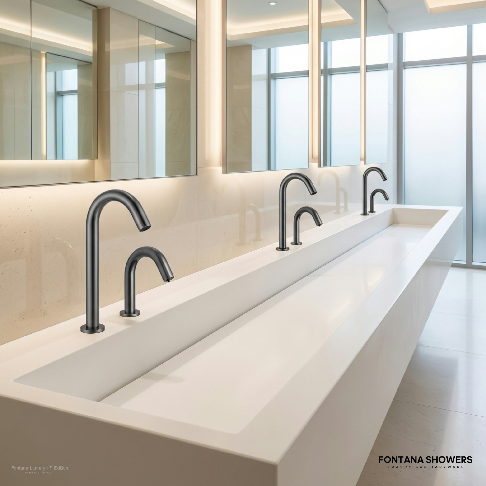 Fontana Lumaryn Gun Metal Gray Touchless Faucet With Soap Dispenser