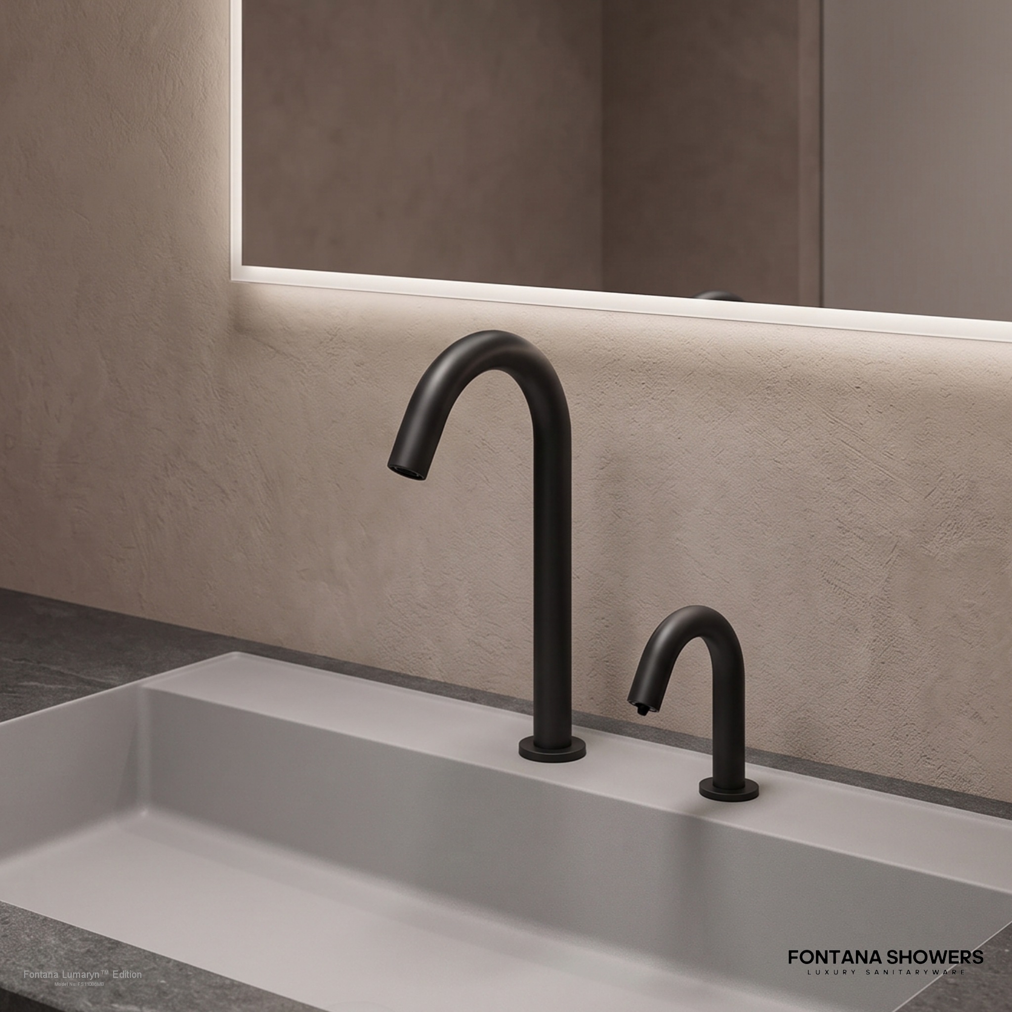 Fontana Lumaryn Matte Black Touchless Faucet With Soap Dispenser