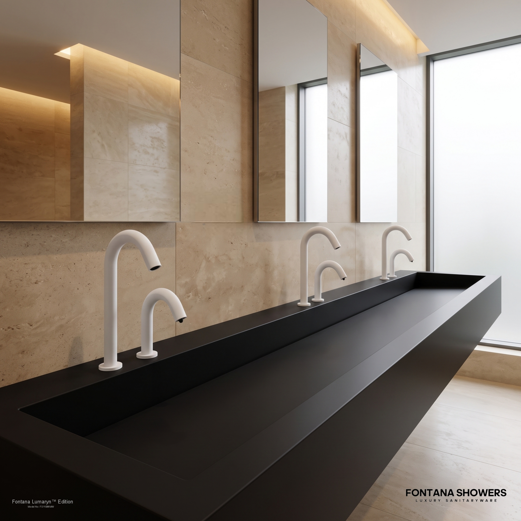 Fontana Lumaryn Matte White Touchless Faucet With Soap Dispenser