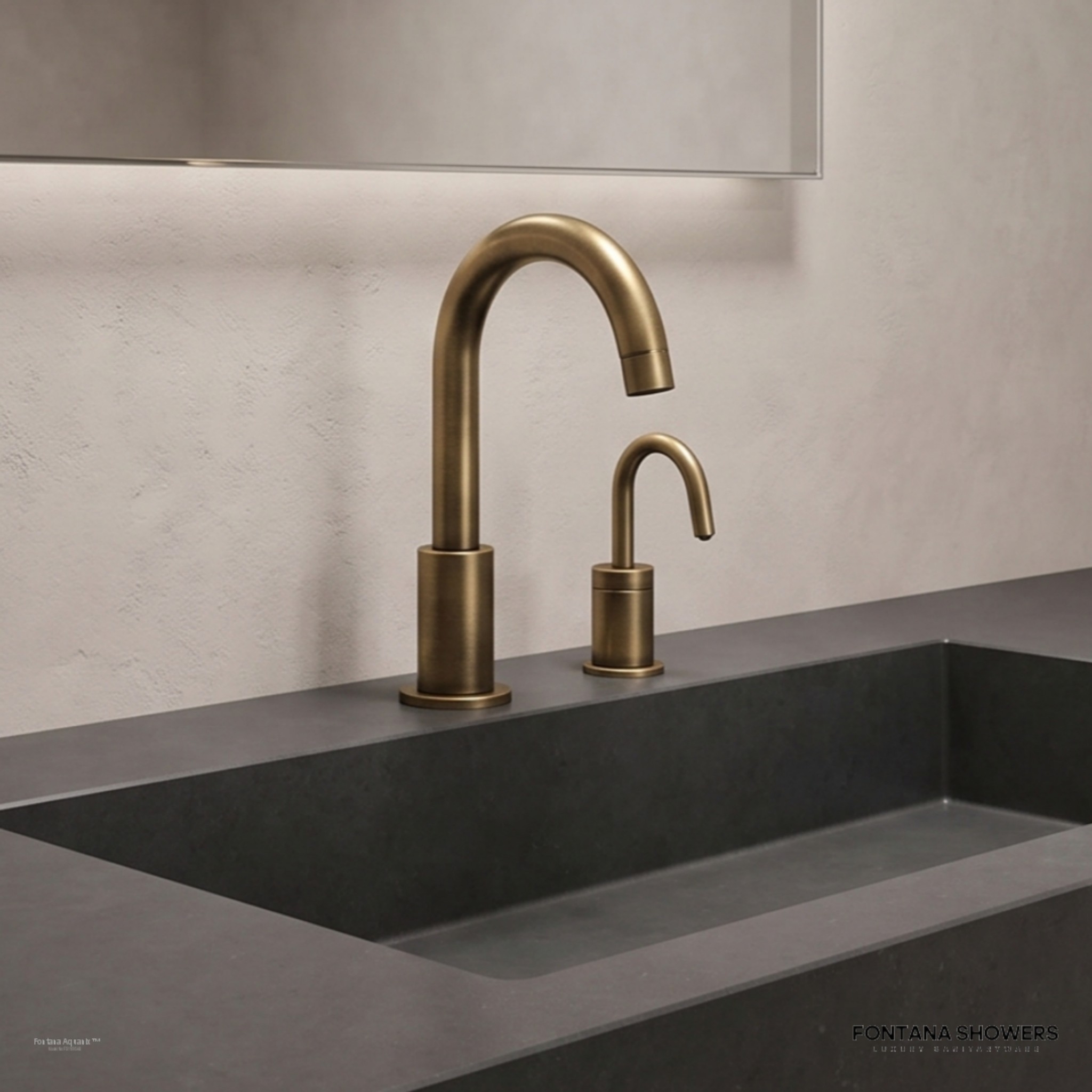 Fontana Aquanix Antique Brass Touchless Faucet With Soap Dispenser