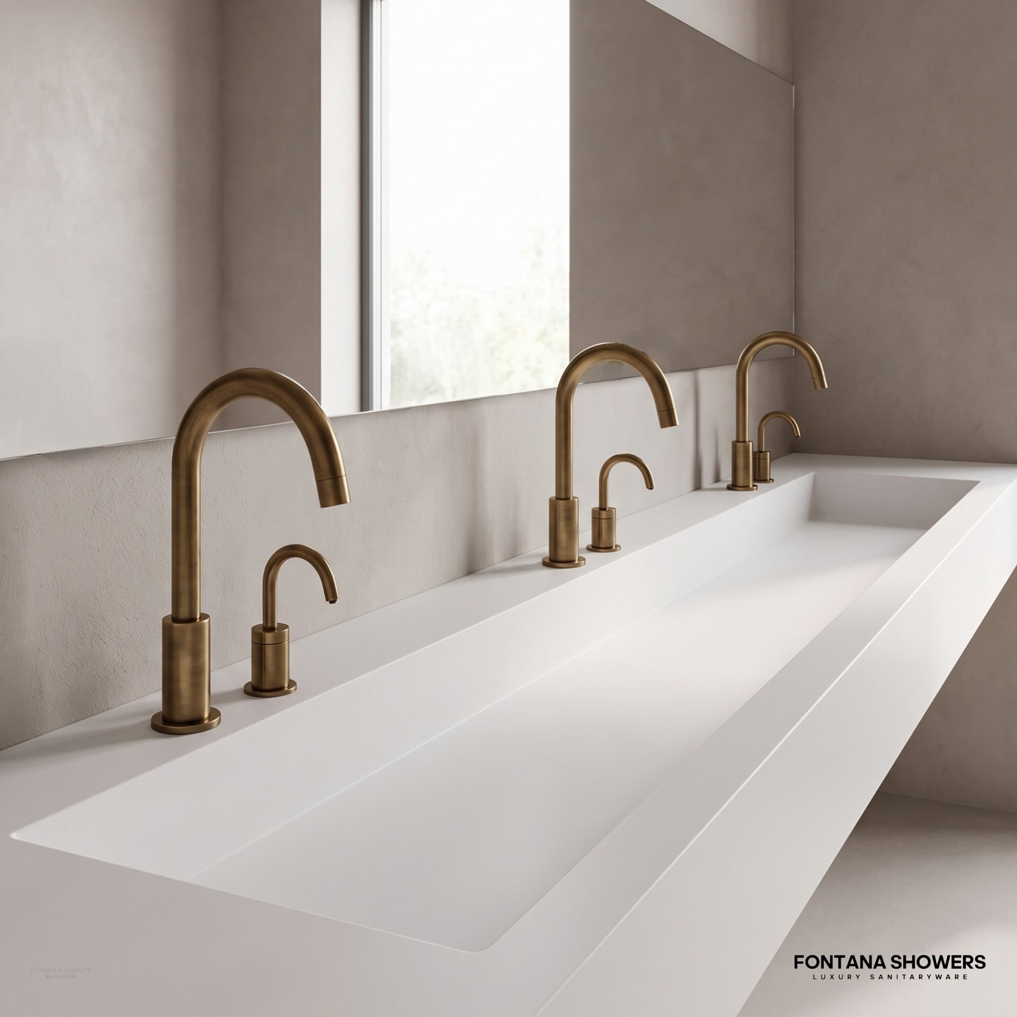 Fontana Aquanix Antique Brass Touchless Faucet With Soap Dispenser