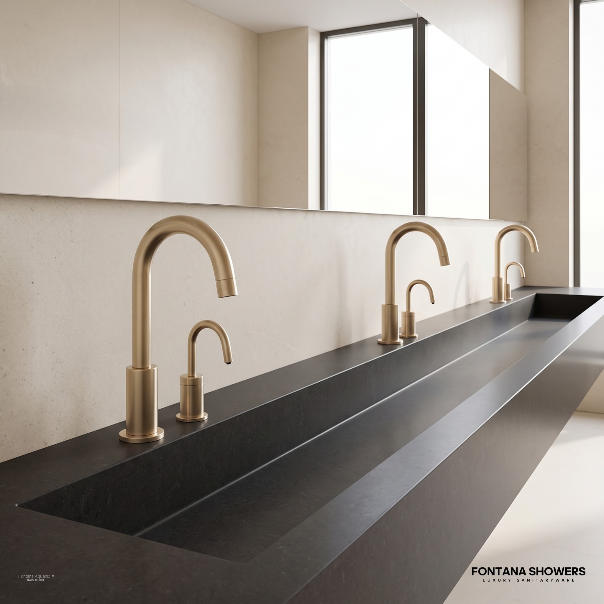 Fontana Aquanix Champagne Touchless Faucet With Soap Dispenser