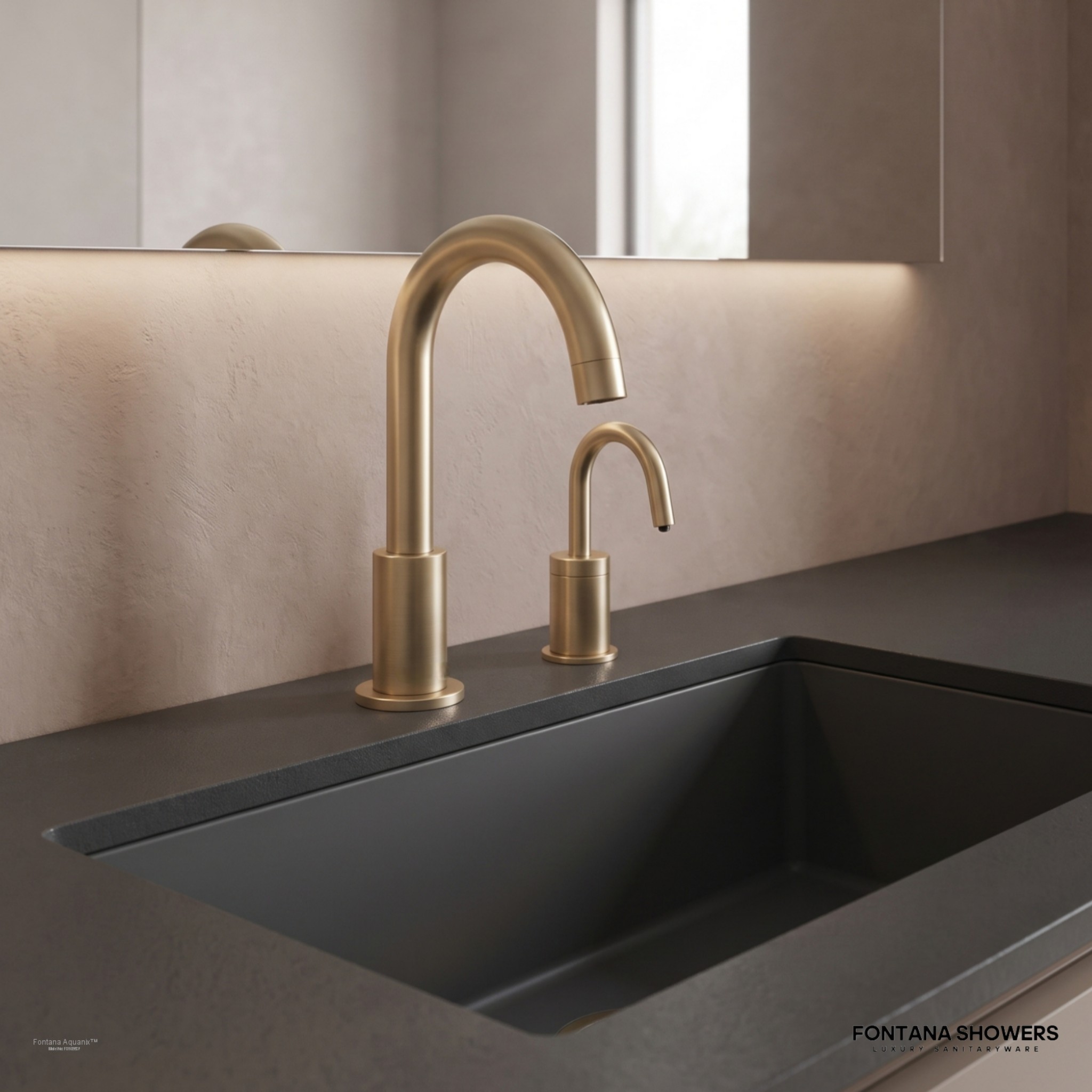 Fontana Aquanix Champagne Touchless Faucet With Soap Dispenser