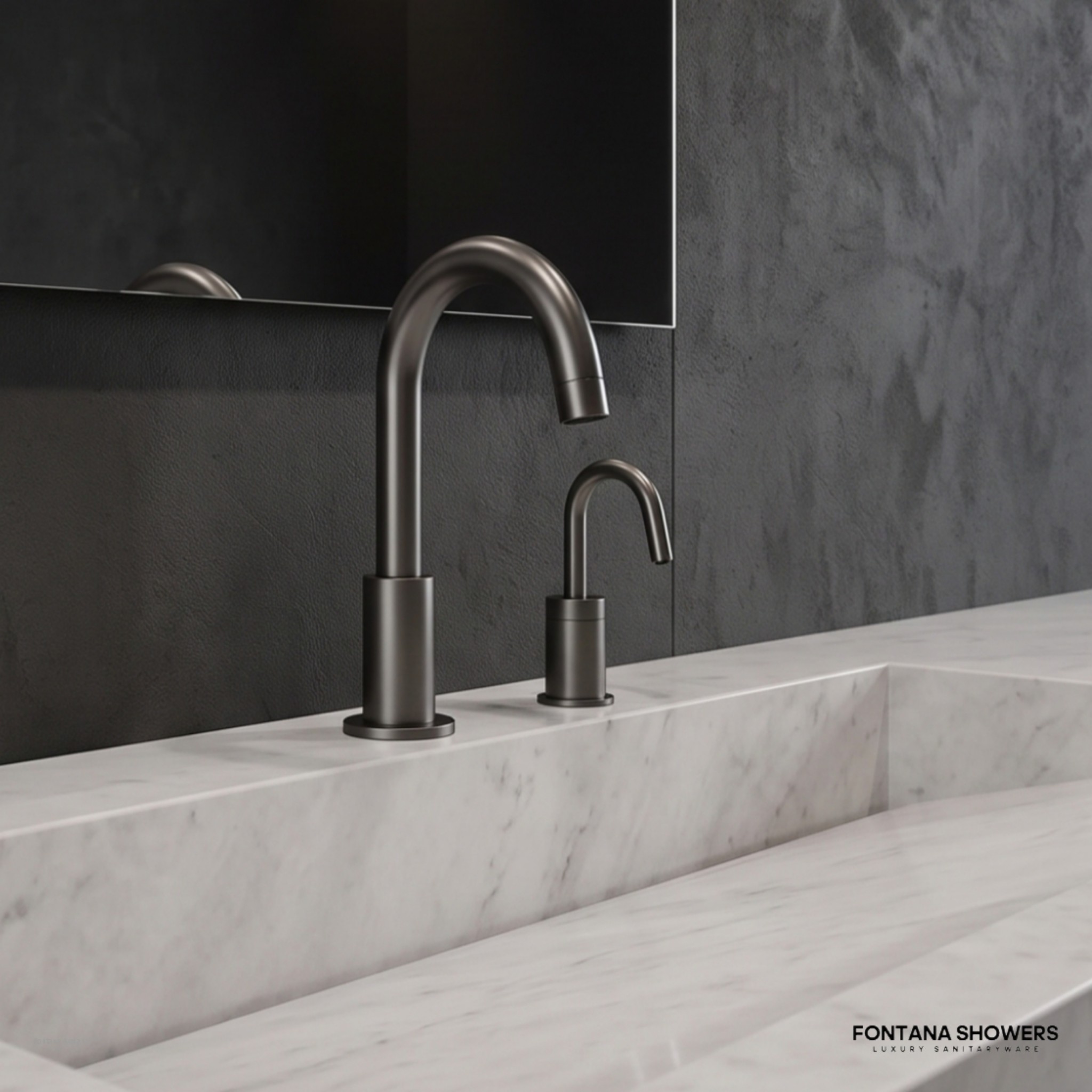 Fontana Aquanix Gun Metal Gray Touchless Faucet With Soap Dispenser