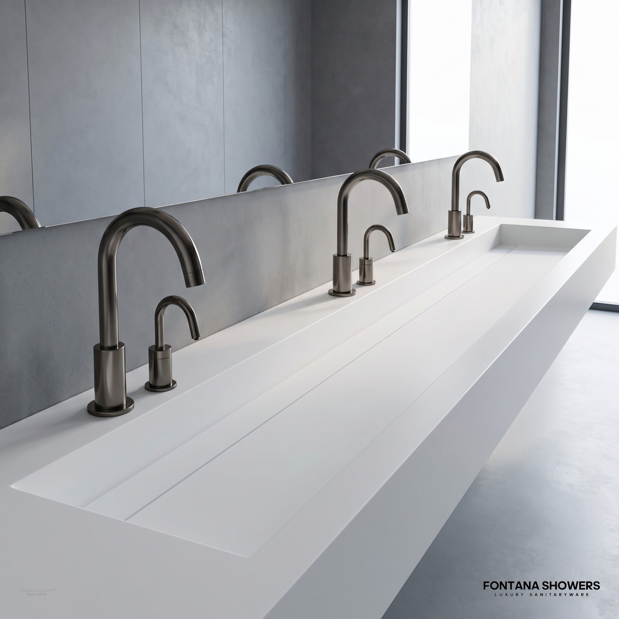 Fontana Aquanix Gun Metal Gray Touchless Faucet With Soap Dispenser