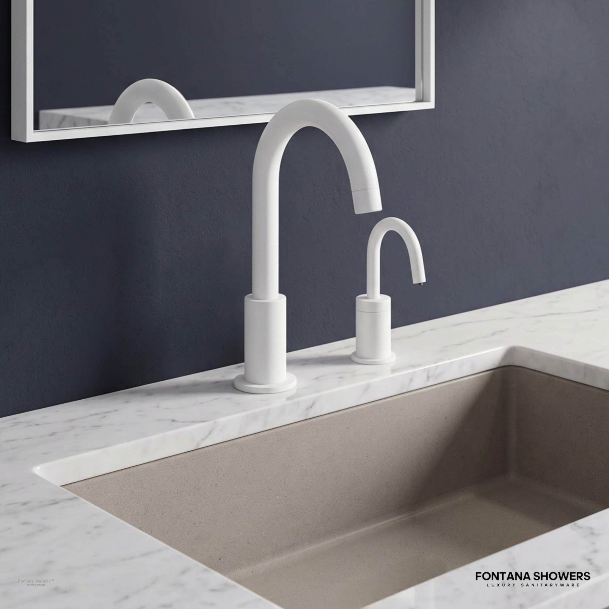 Fontana Aquanix Matte White Touchless Faucet With Soap Dispenser