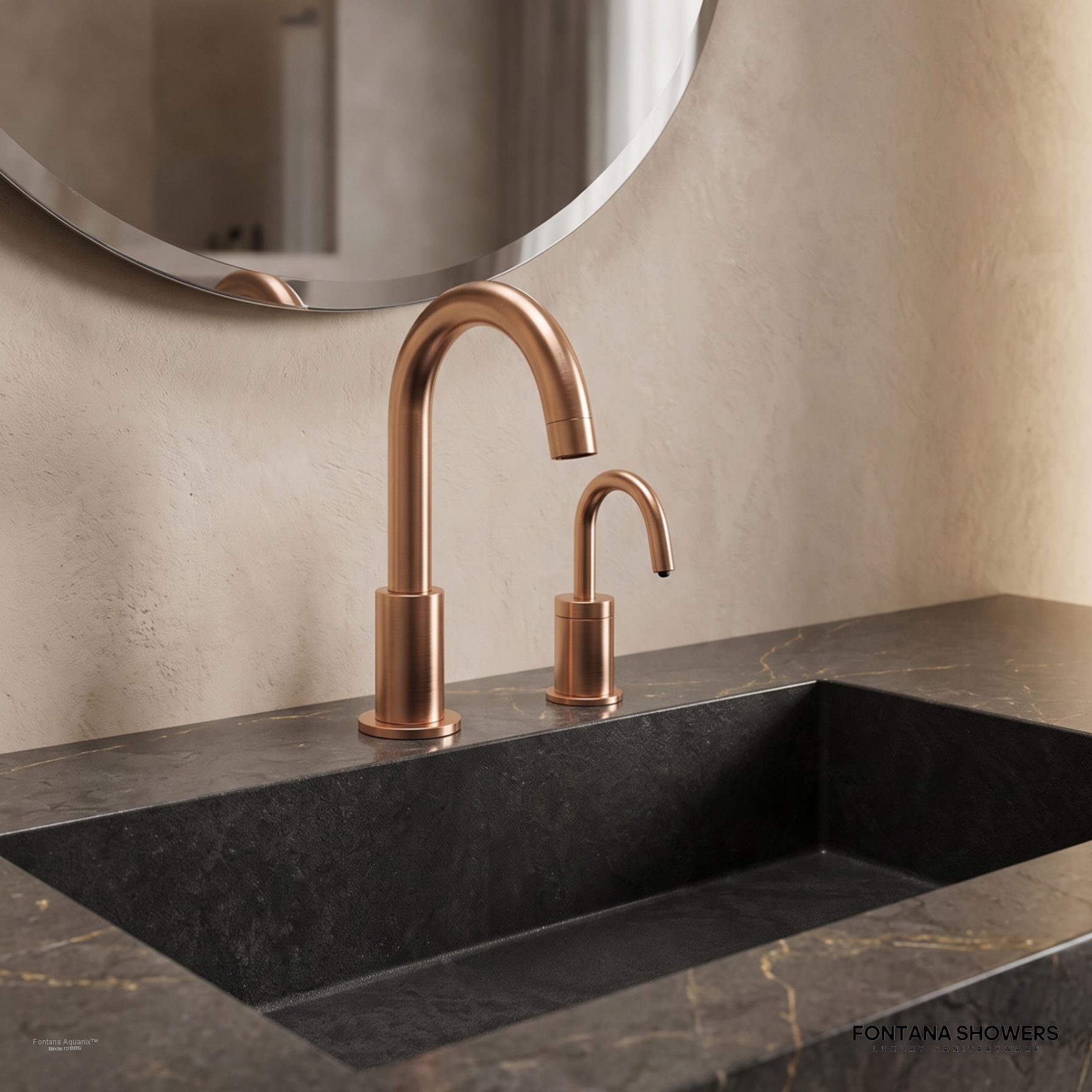 Fontana Aquanix Rose Gold Touchless Faucet With Soap Dispenser