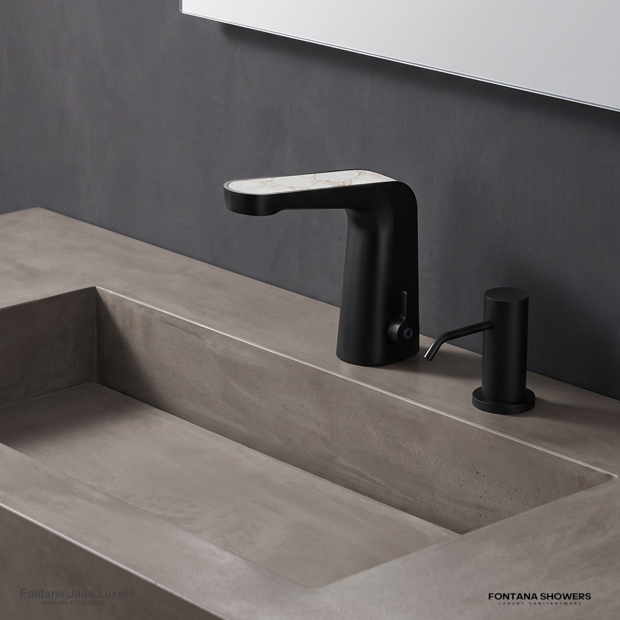 Jade Luxe Black Chrome and Calacatta Gold Marble Touchless Faucet Set - FS11138BCG
