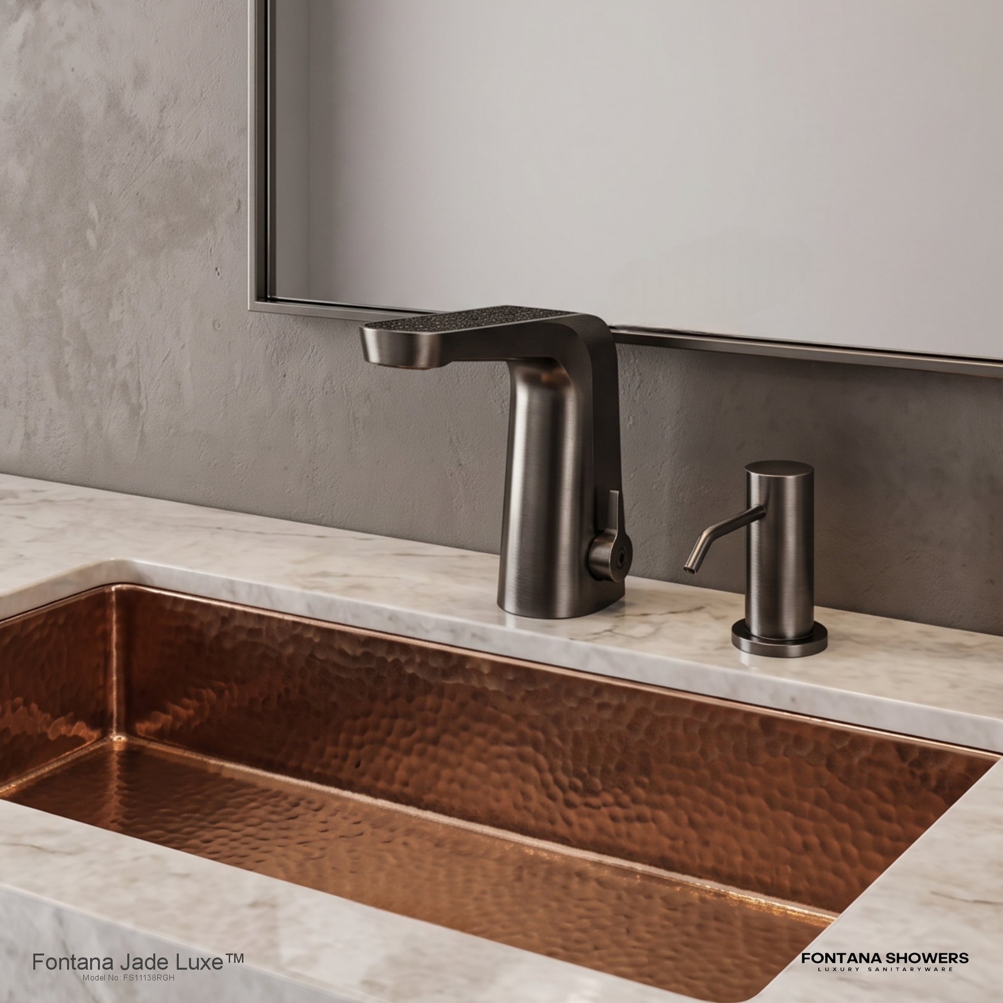 Jade Luxe Burnished Titanium and Black Obsidian Touchless Faucet and Dispenser Set - FS11138BTB