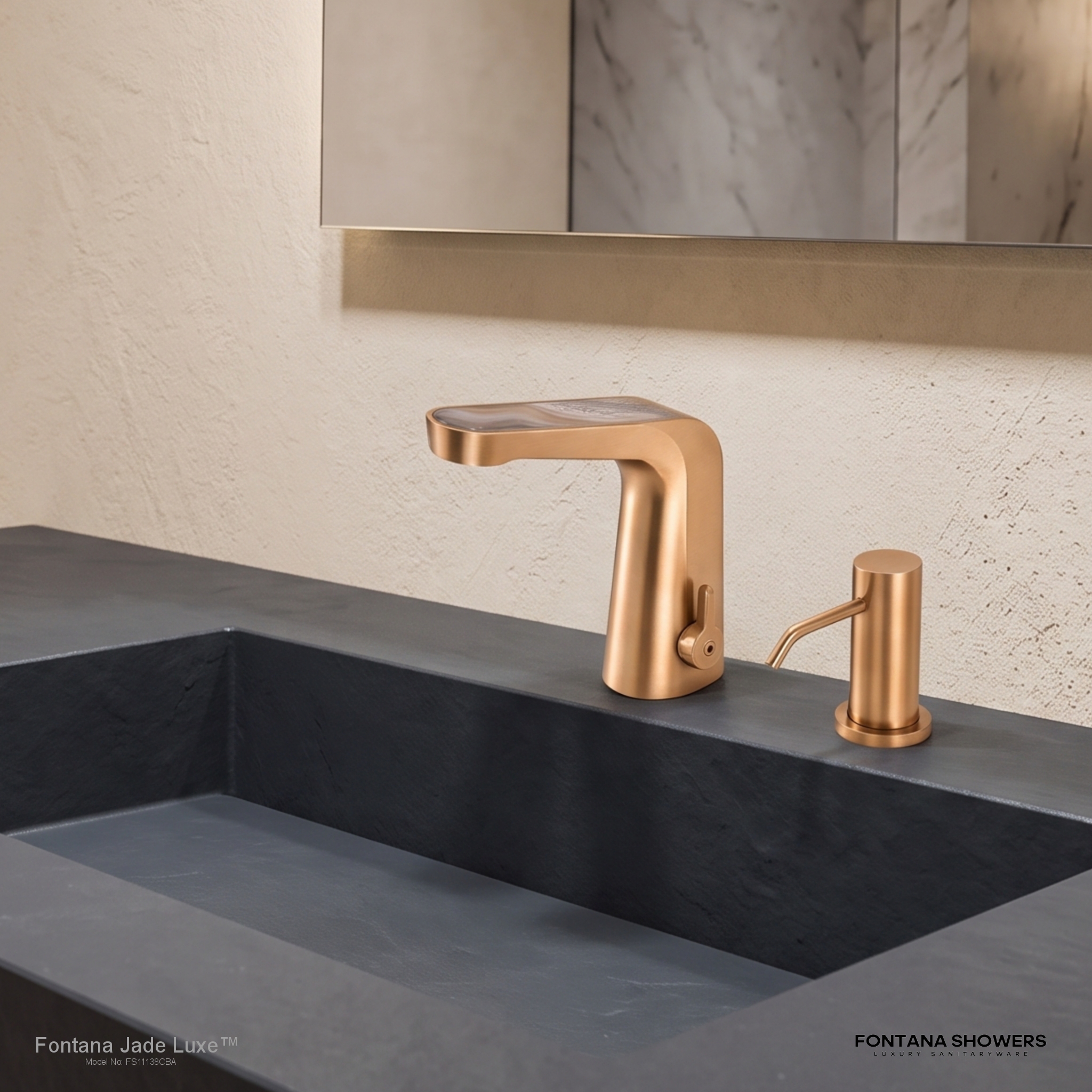 Jade Luxe Champagne Bronze and Agate Touchless Faucet - FS11138CBA