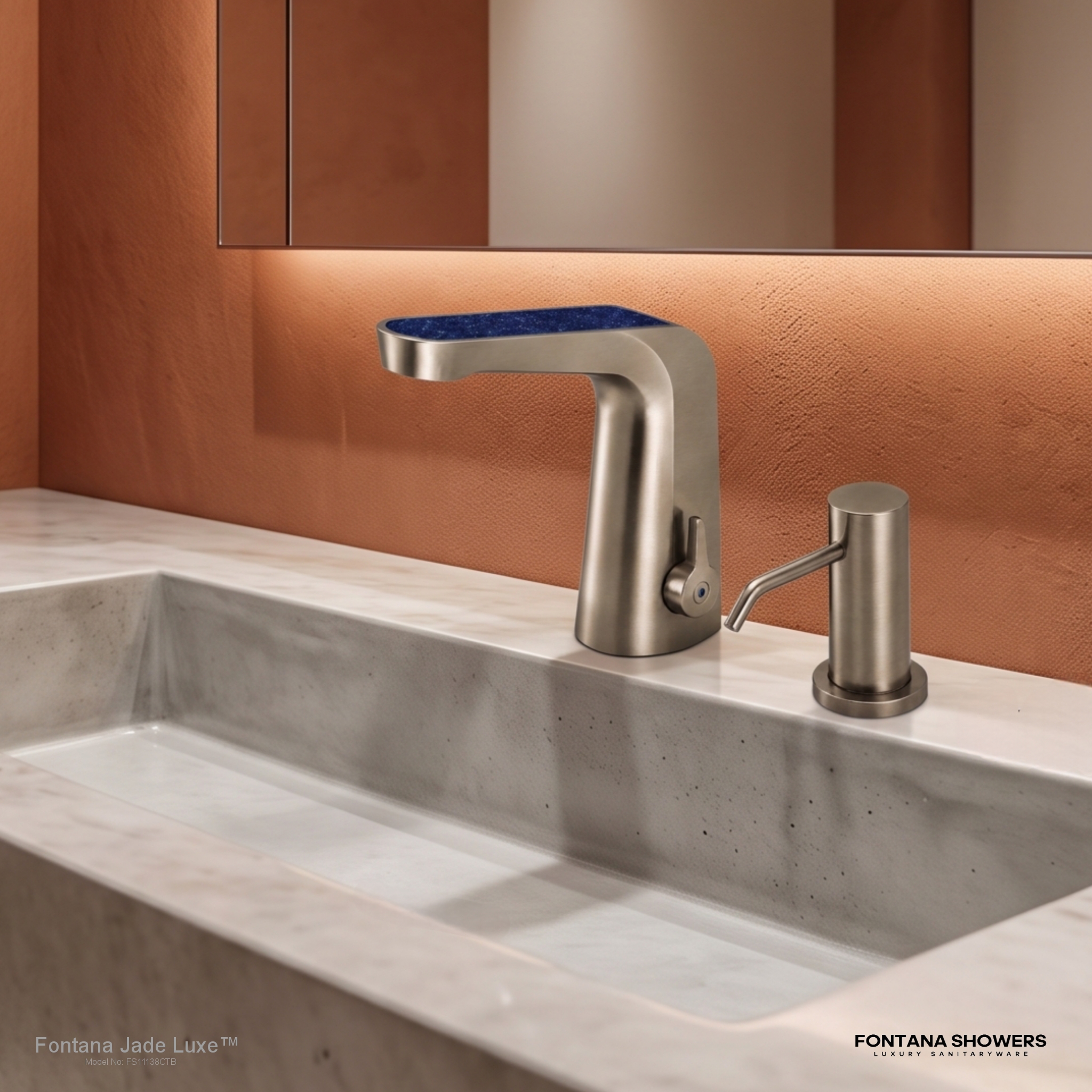 Jade Luxe Champagne Titanium and Blue Sodalite Touchless Faucet and Dispenser Set - FS11138CTB