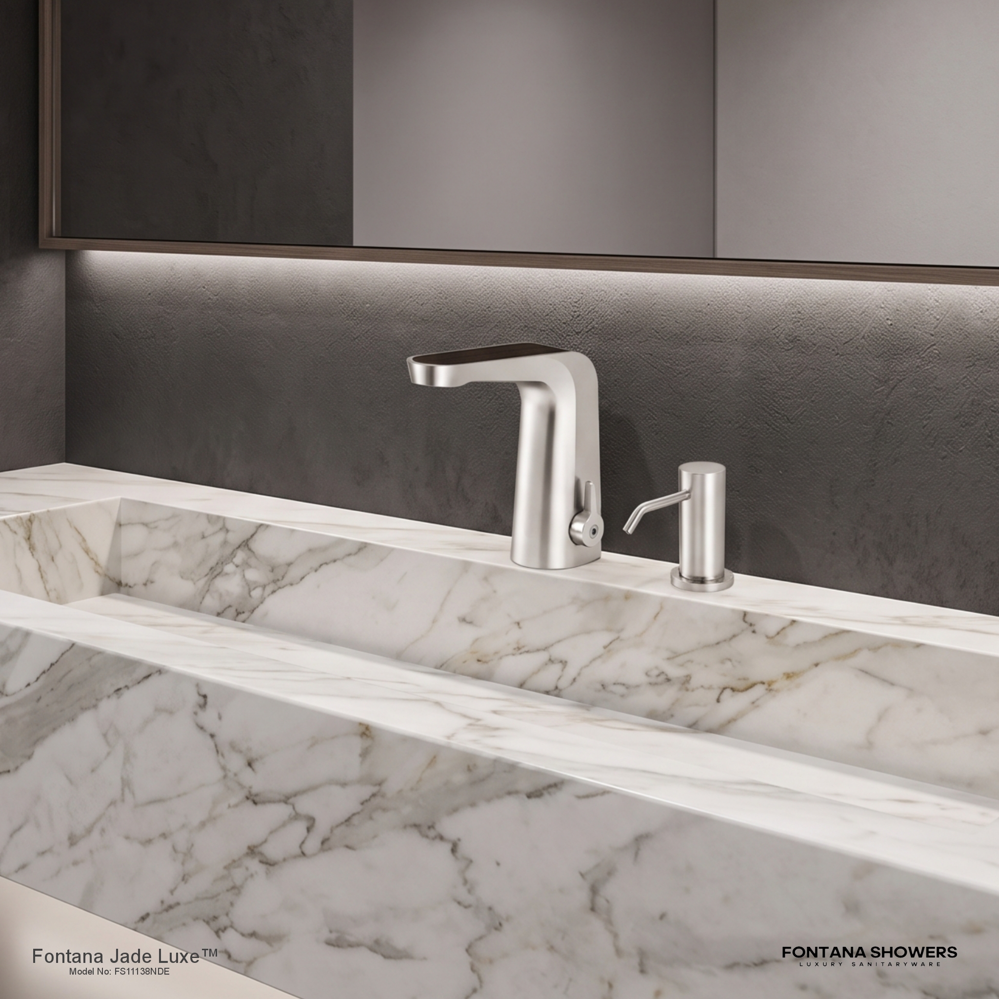 Jade Luxe Nickel and Dark Ebony Touchless Faucet and Dispenser Set - FS11138NDE