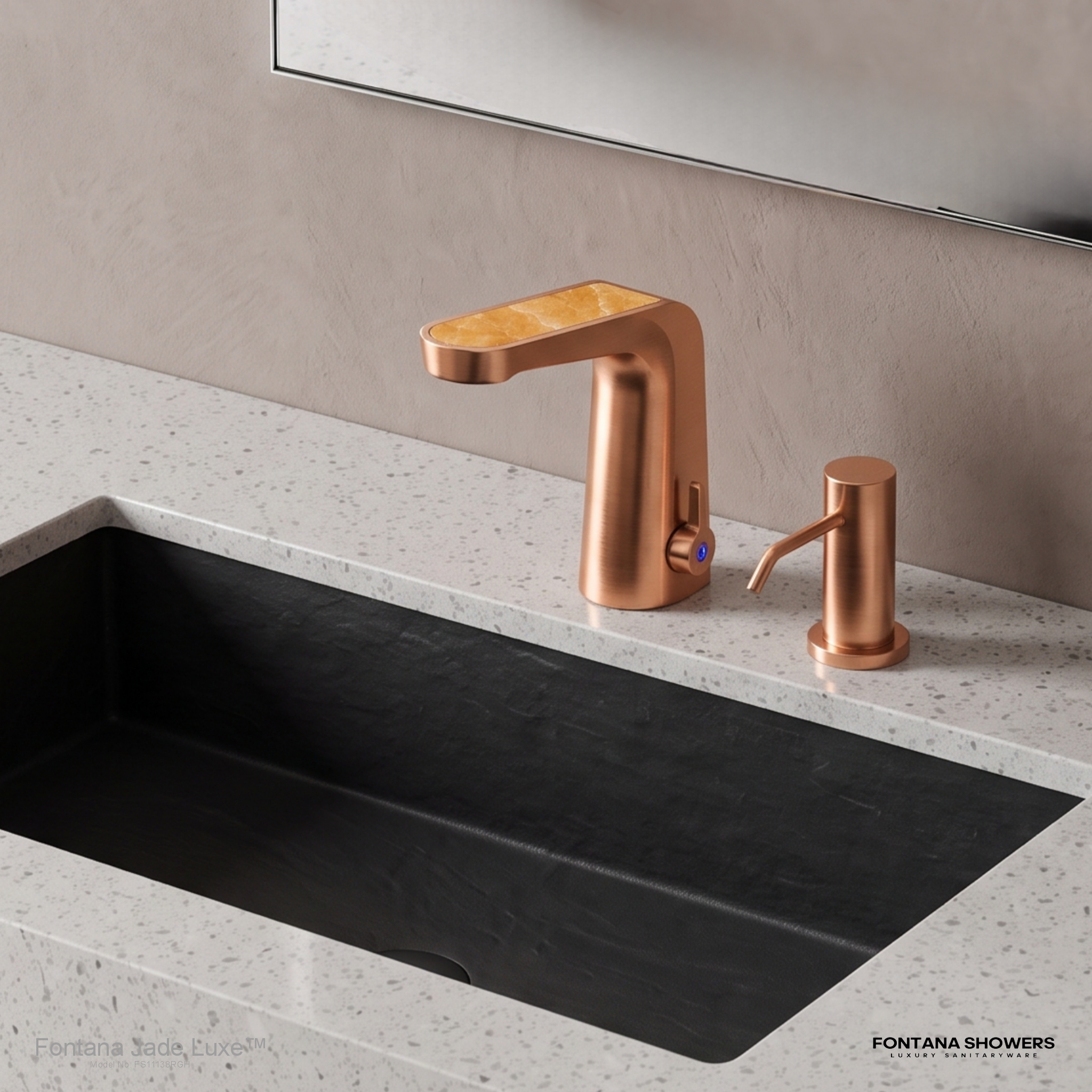 Jade Luxe Rose Gold and Honey Onyx Touchless Faucet Set - FS11138RGH