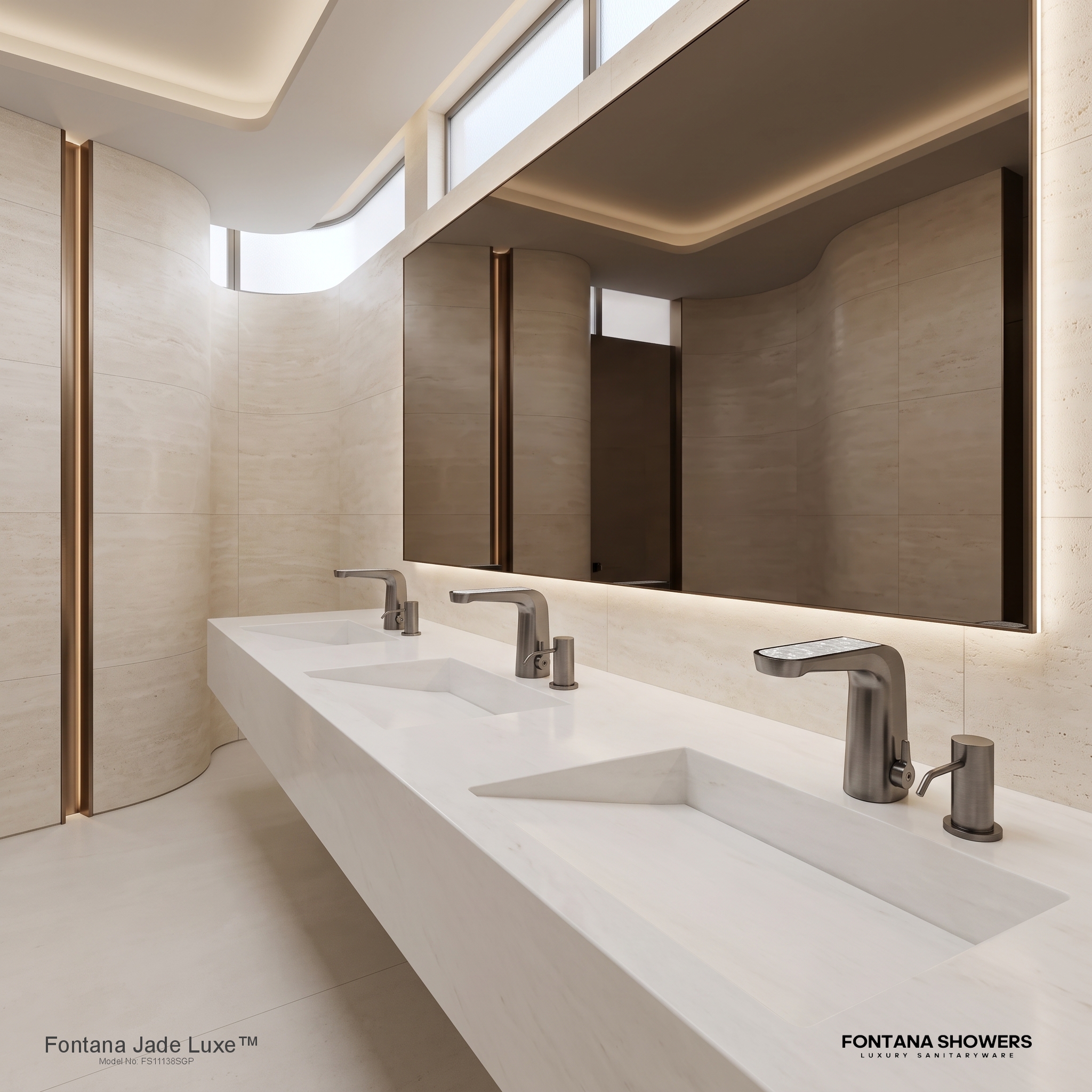 Jade Luxe Satin Graphite and Mother of Pearl Touchless Faucet and Dispenser Set - FS11138SGP