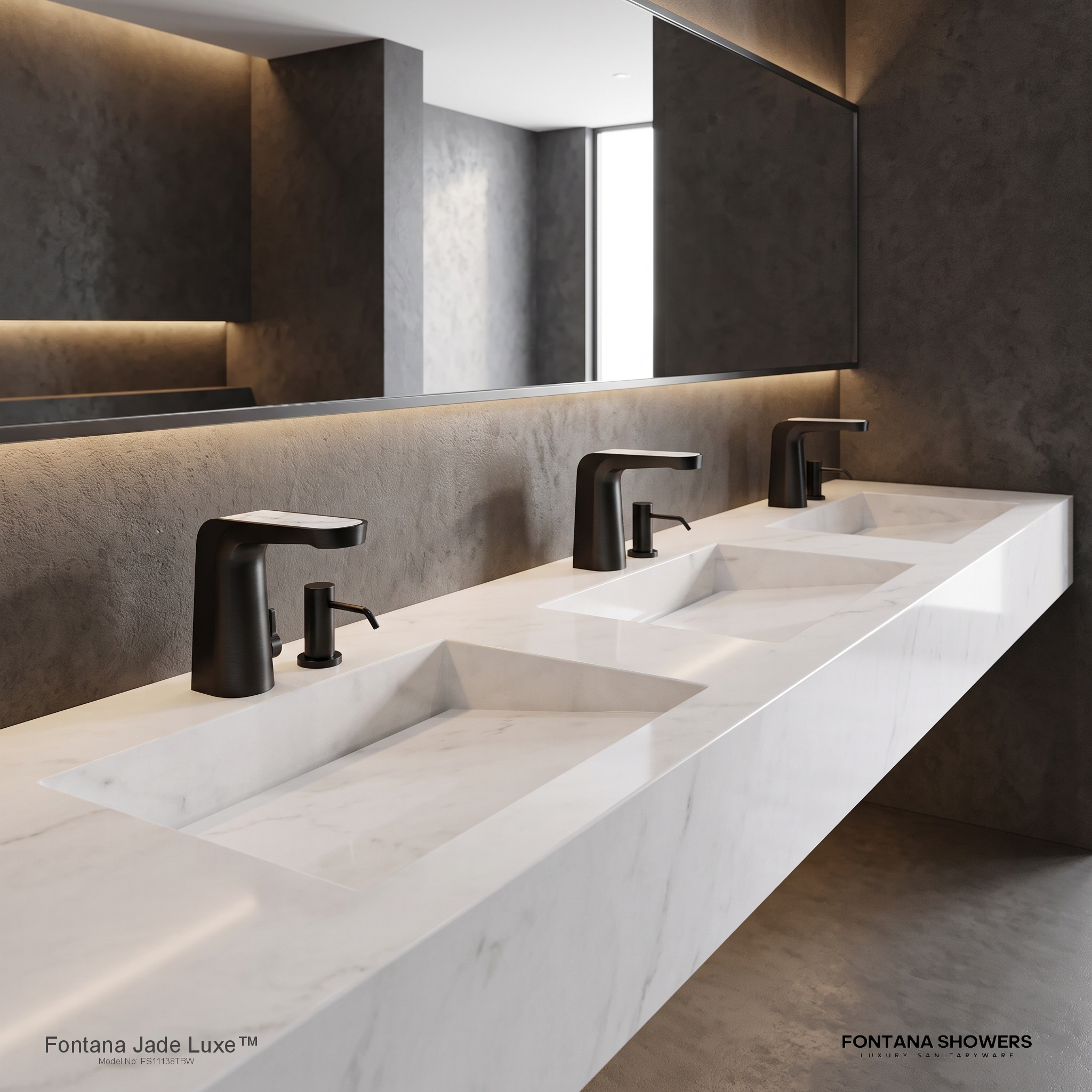 Jade Luxe Titanium Black and White Statuario Touchless Faucet and Dispenser Set - FS11138TBW
