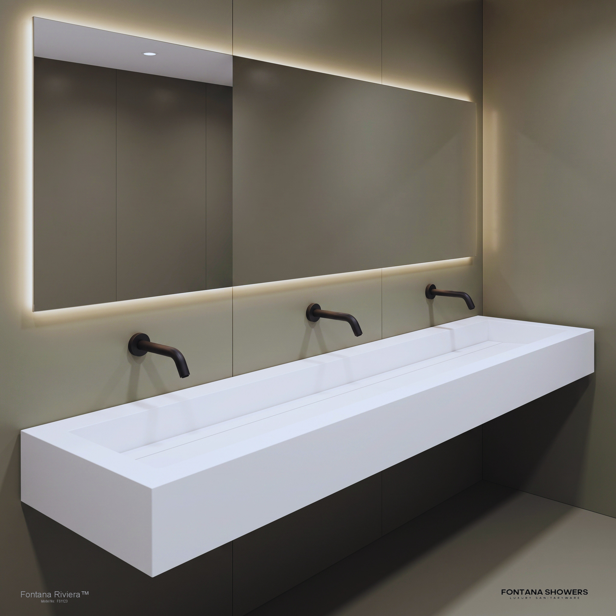 Fontana Brio matte black wall-mounted commercial sensor faucet, product view 2