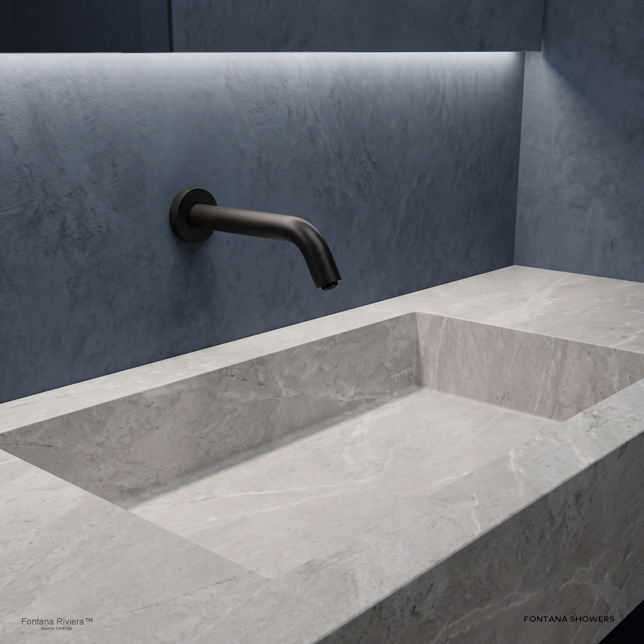 Fontana Brio matte black wall-mounted commercial sensor faucet, product view 1