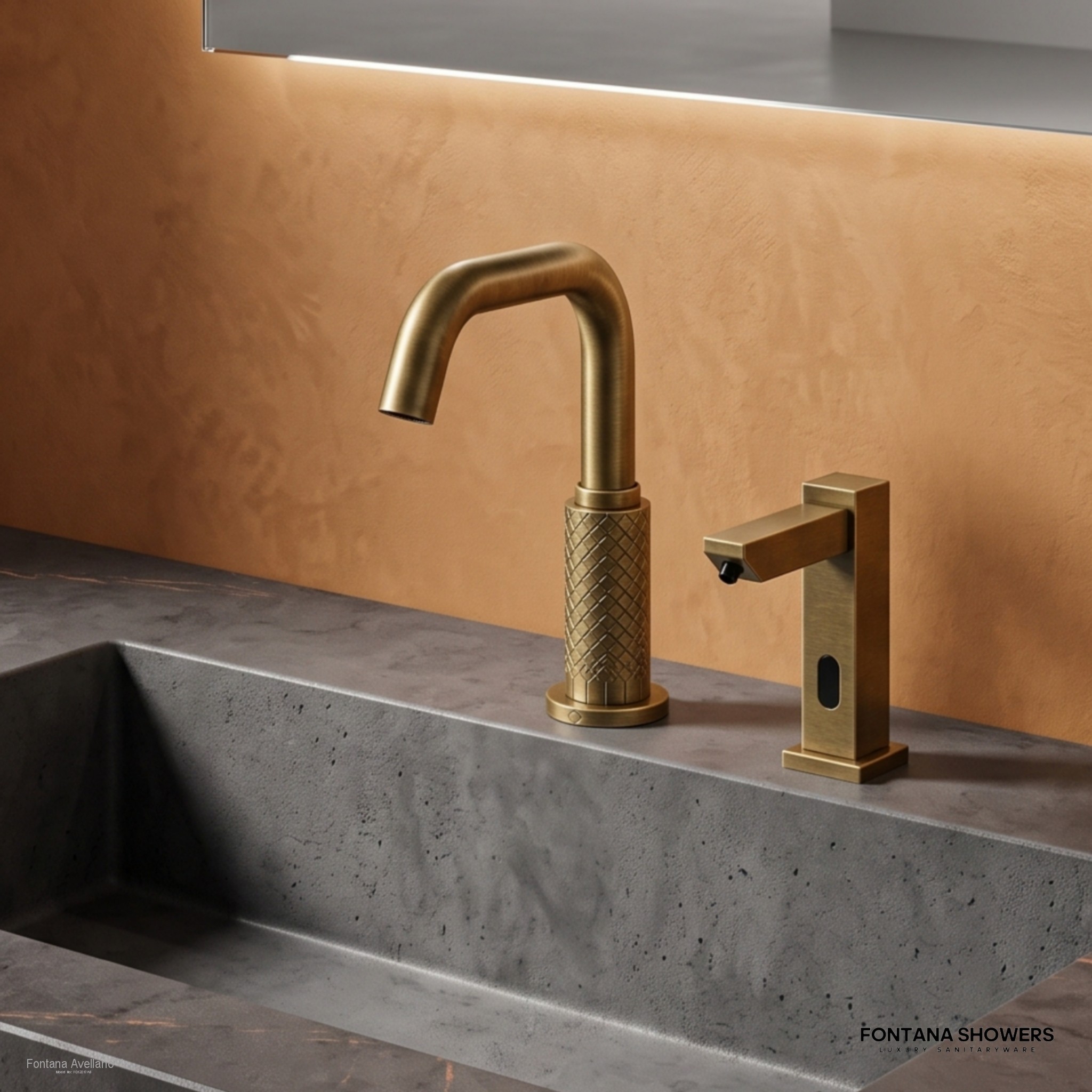 Fontana FS12017 Antique Brass Touchless Faucet & Soap Dispenser Set