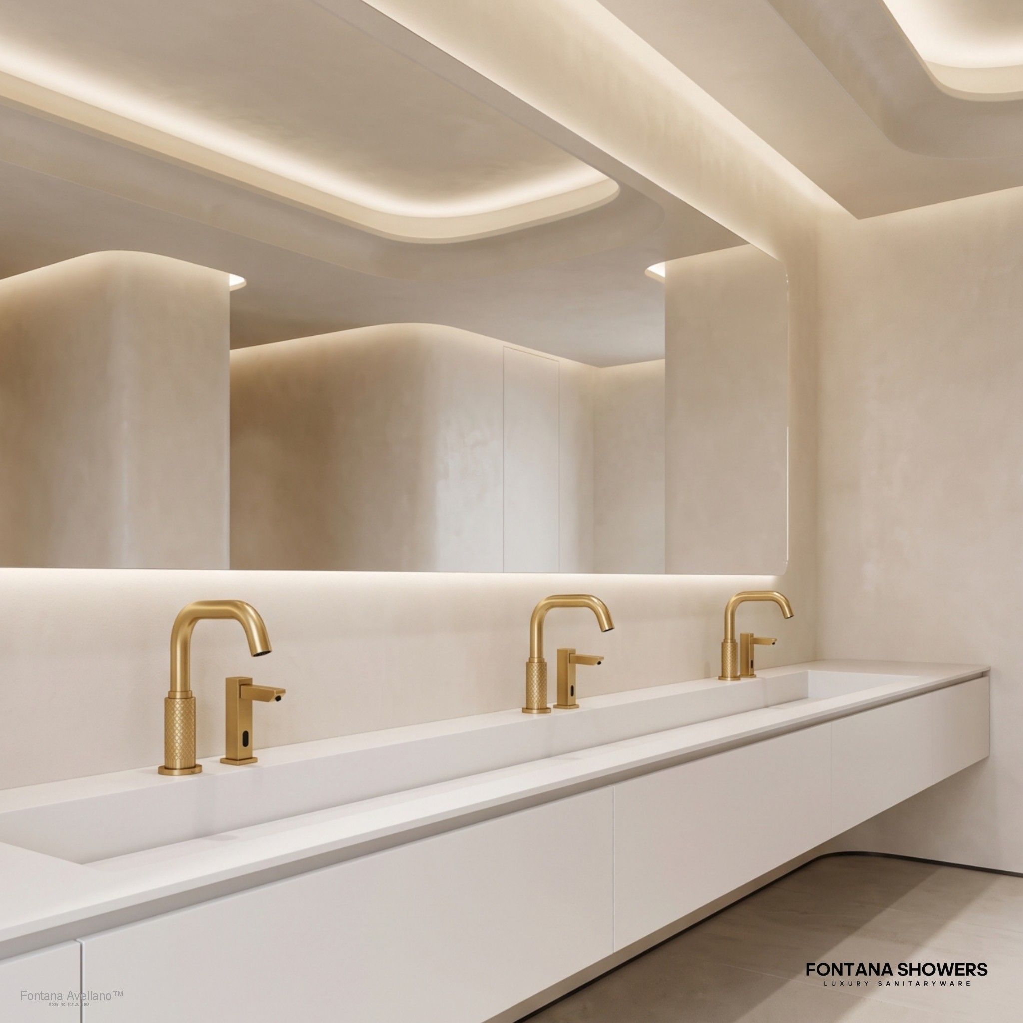 Fontana FS12017 Brushed Gold Touchless Faucet & Soap Dispenser Set