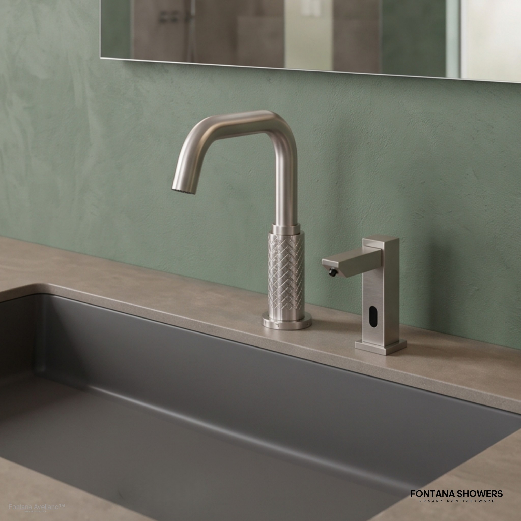 Fontana FS12017 Brushed Nickel Touchless Faucet & Soap Dispenser Set