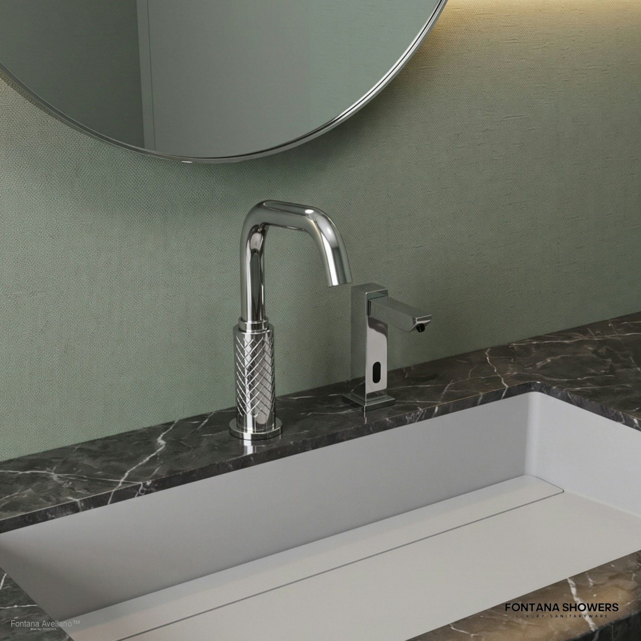 Fontana FS12017 Chrome Touchless Faucet & Soap Dispenser Set