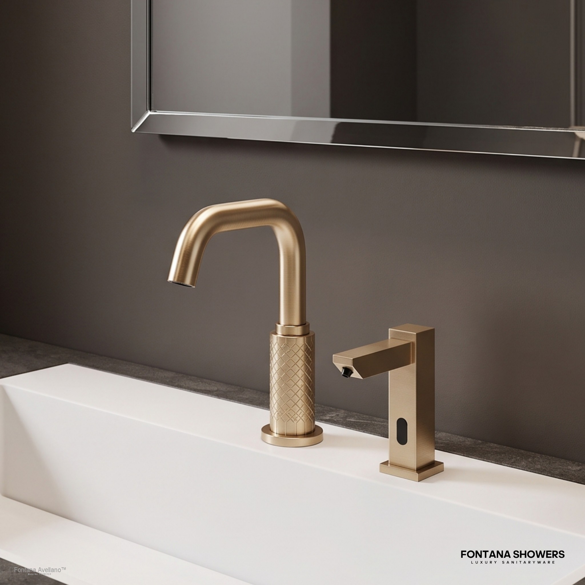 Fontana FS12017 Champagne Touchless Faucet & Soap Dispenser Set