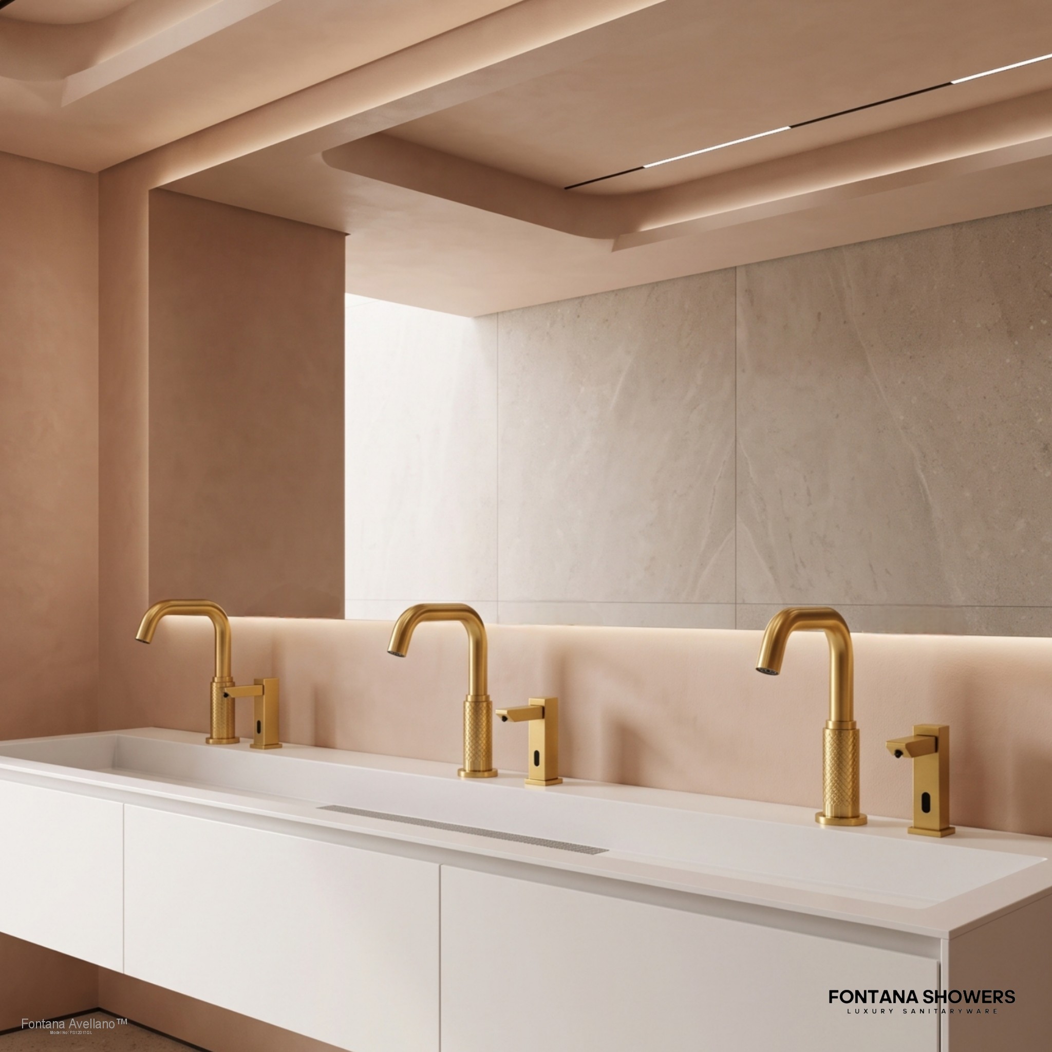 Fontana FS12017 Gold Touchless Faucet & Soap Dispenser Set