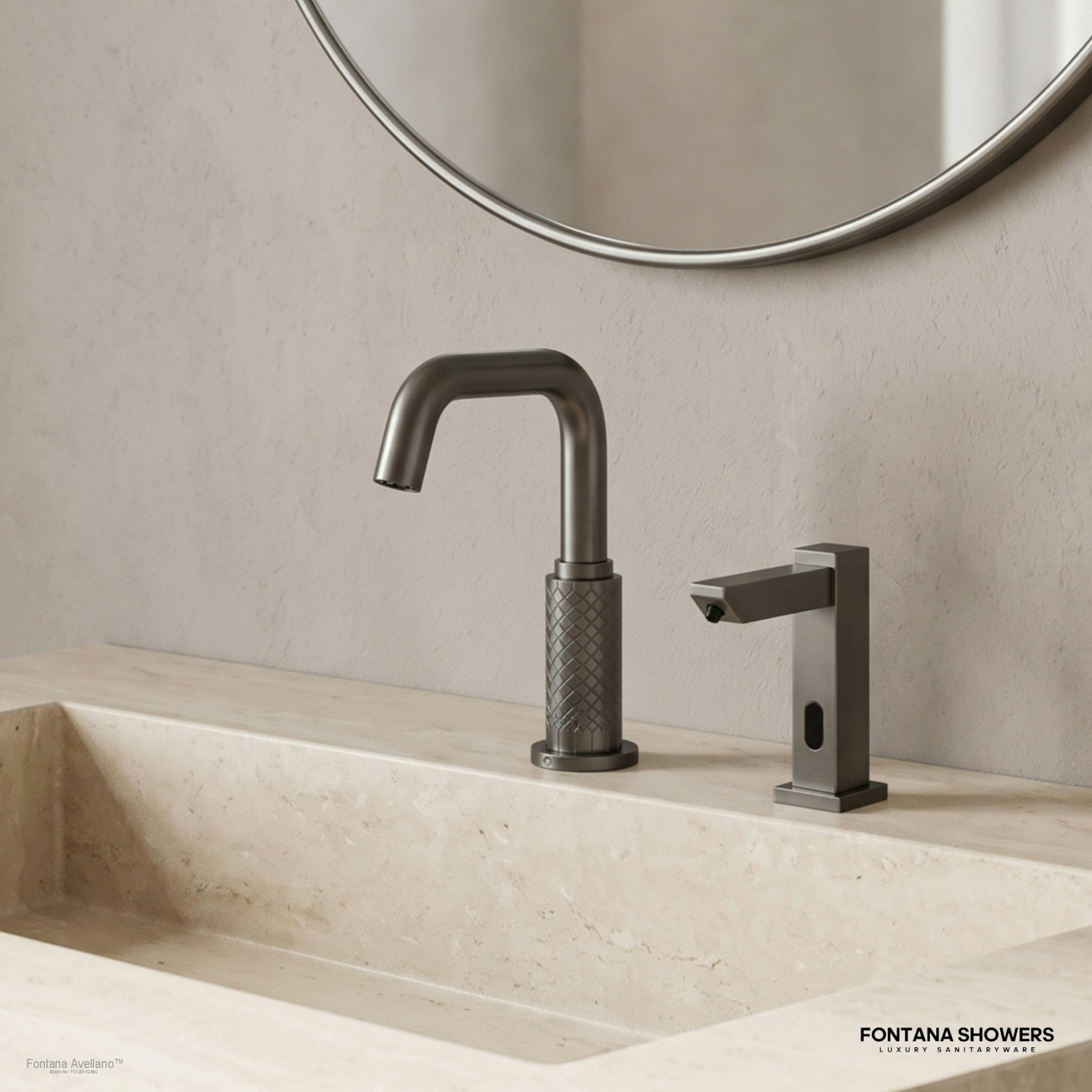 Fontana FS12017 Gun Metal Gray Touchless Faucet & Soap Dispenser Set