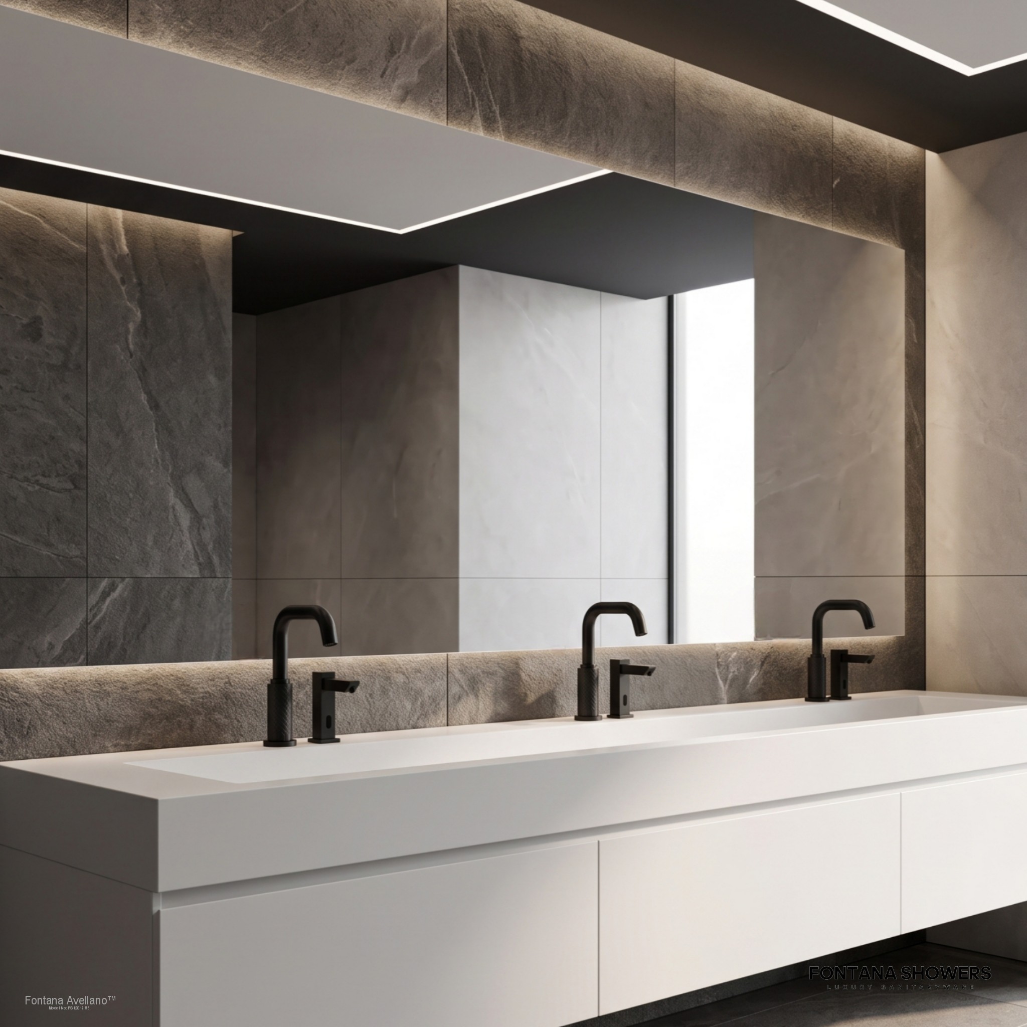 Fontana FS12017 Matte Black Touchless Faucet & Soap Dispenser Set