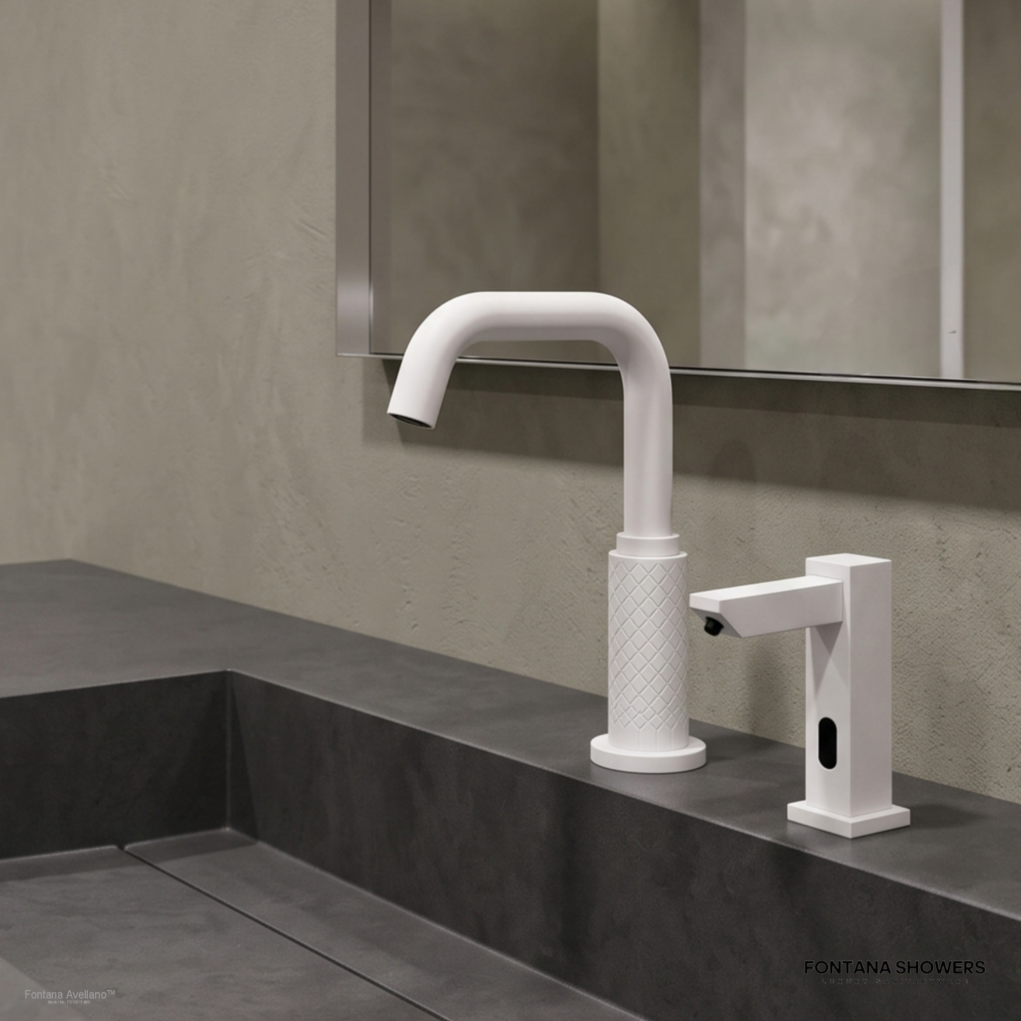 Fontana FS12017 Matte White Touchless Faucet & Soap Dispenser Set