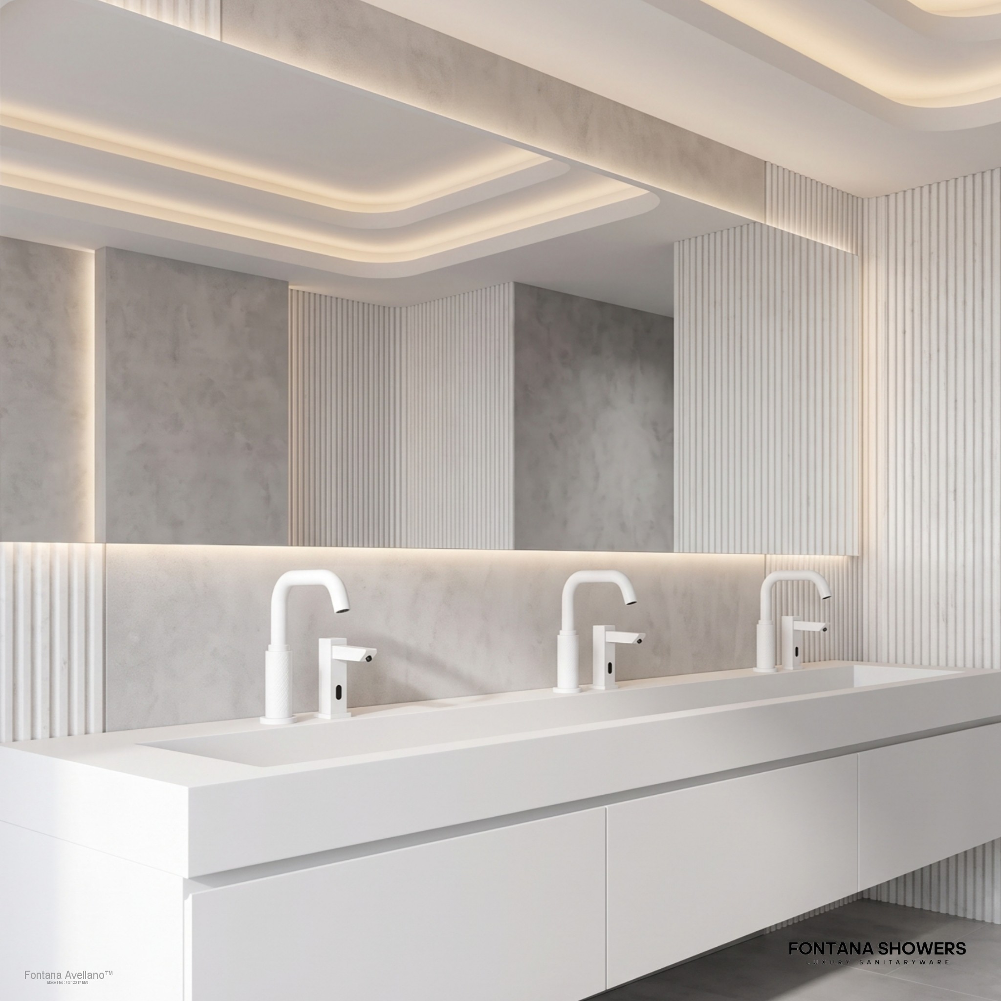 Fontana FS12017 Matte White Touchless Faucet & Soap Dispenser Set