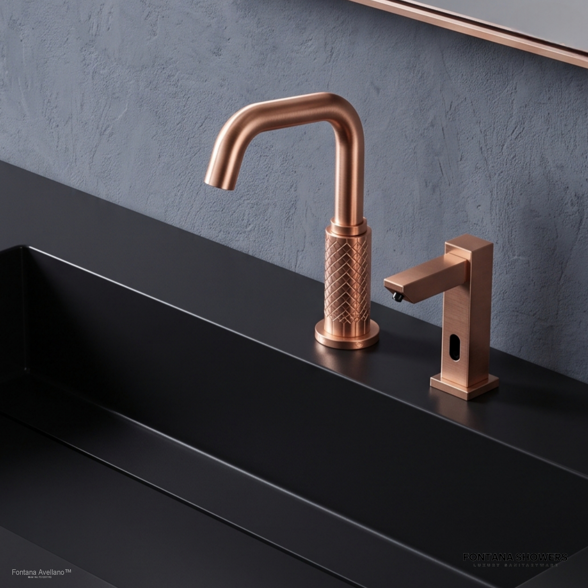 Fontana FS12017 Rose Gold Touchless Faucet & Soap Dispenser Set