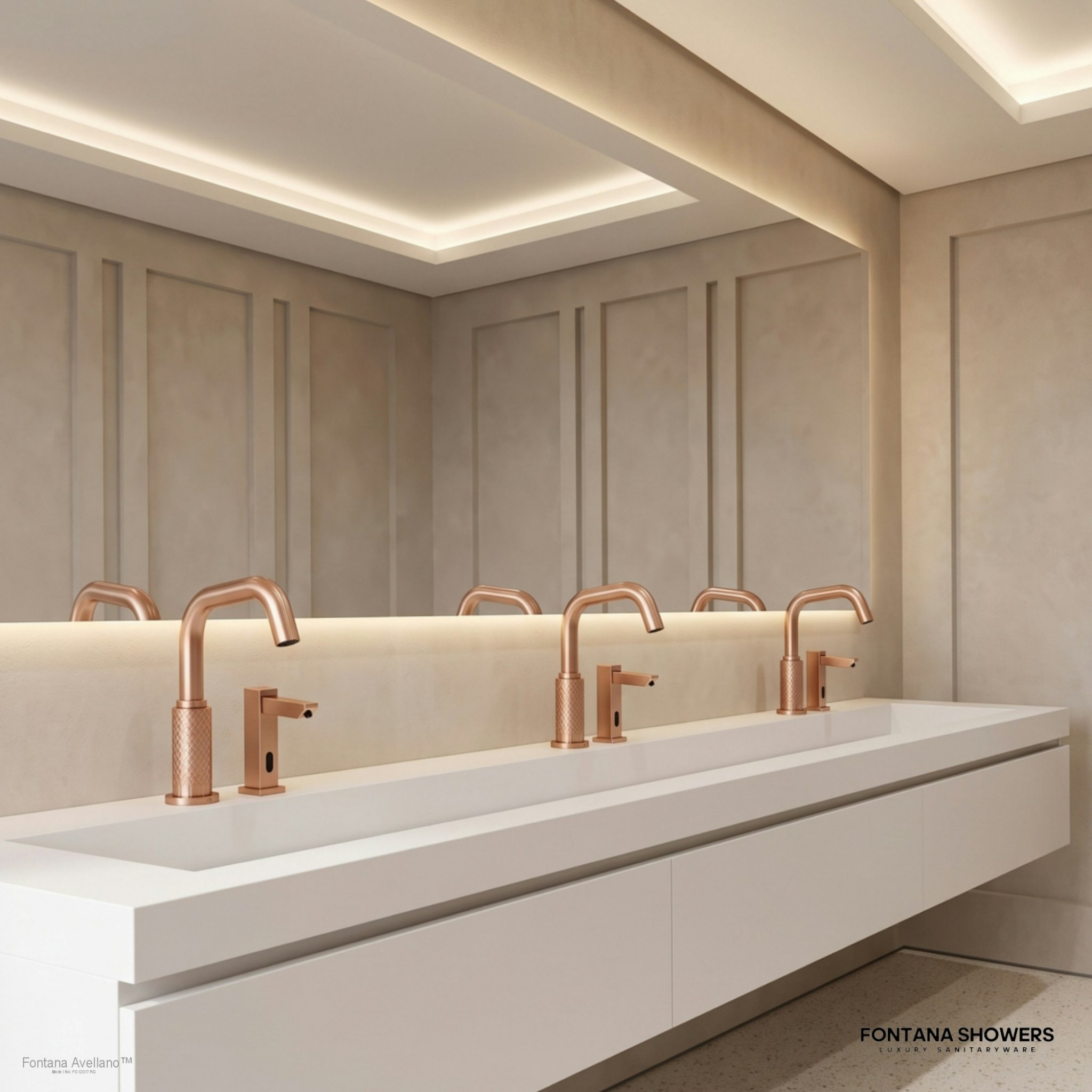 Fontana FS12017 Rose Gold Touchless Faucet & Soap Dispenser Set
