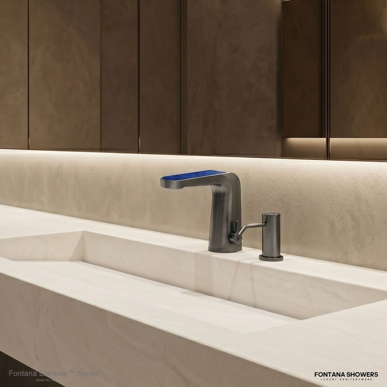 Fontana Elentrax Series Gun Metal Gray Sensor Faucet & Soap Dispenser Set
