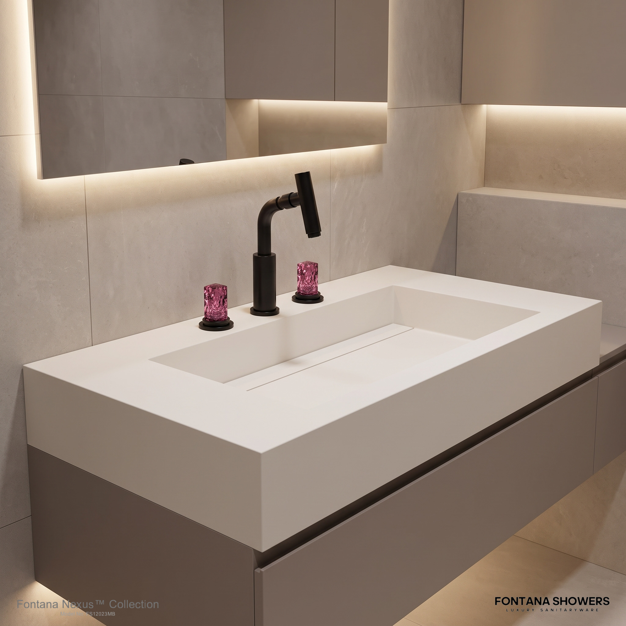 Fontana FS12023MB Matte Black Luxury Bathroom Basin Faucet