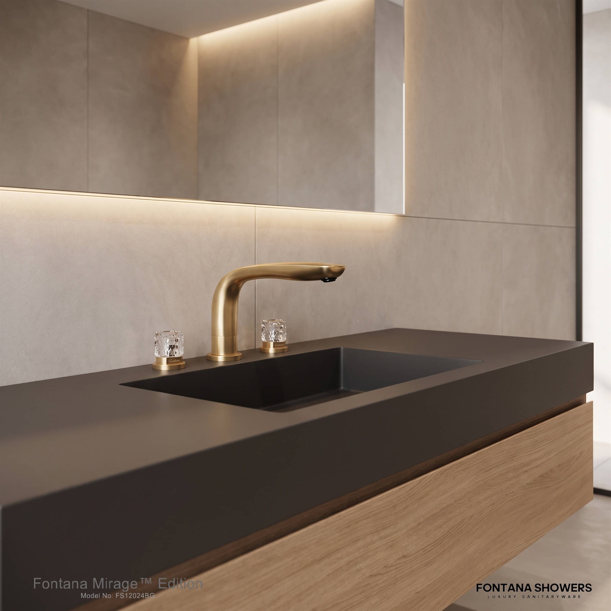 Fontana FS12024BG Brushed Gold Luxury Bathroom Basin Faucet