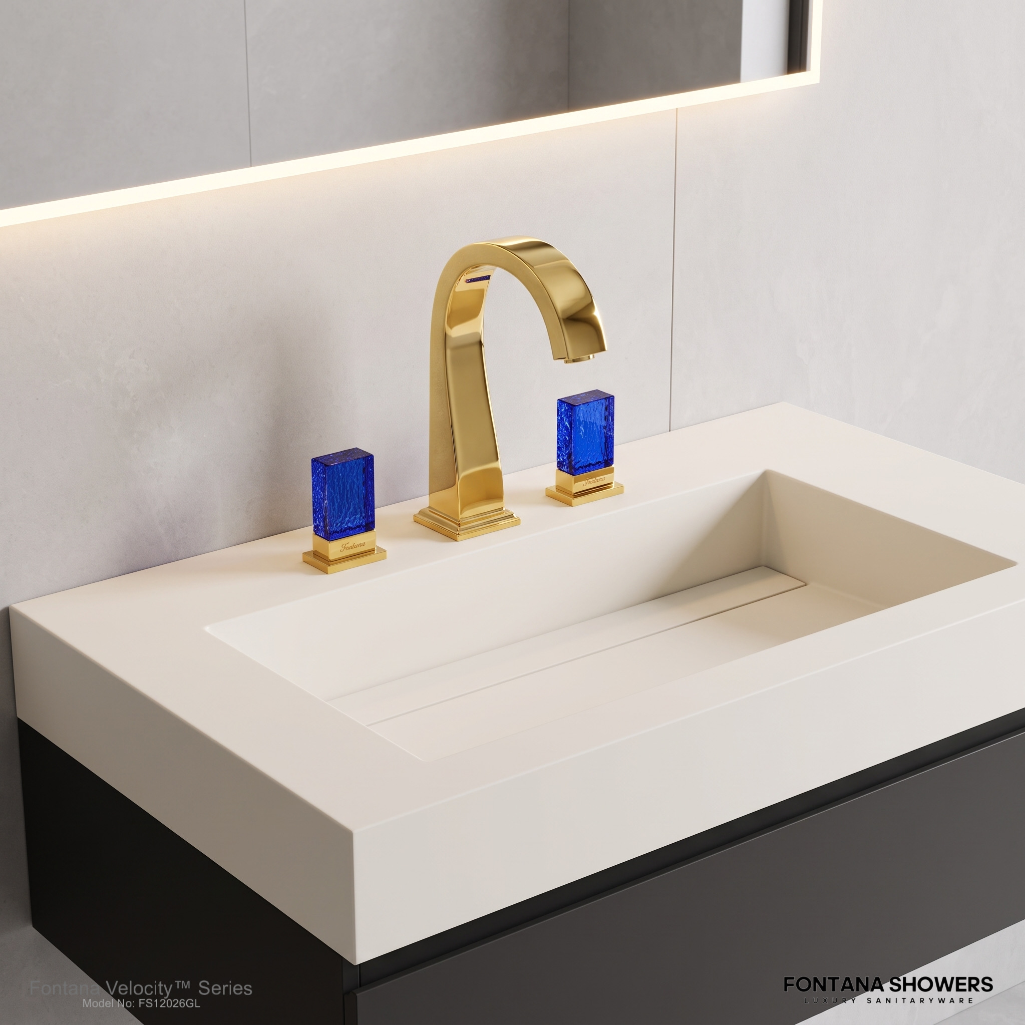 Fontana FS12026GL Gold Luxury Bathroom Basin Faucet