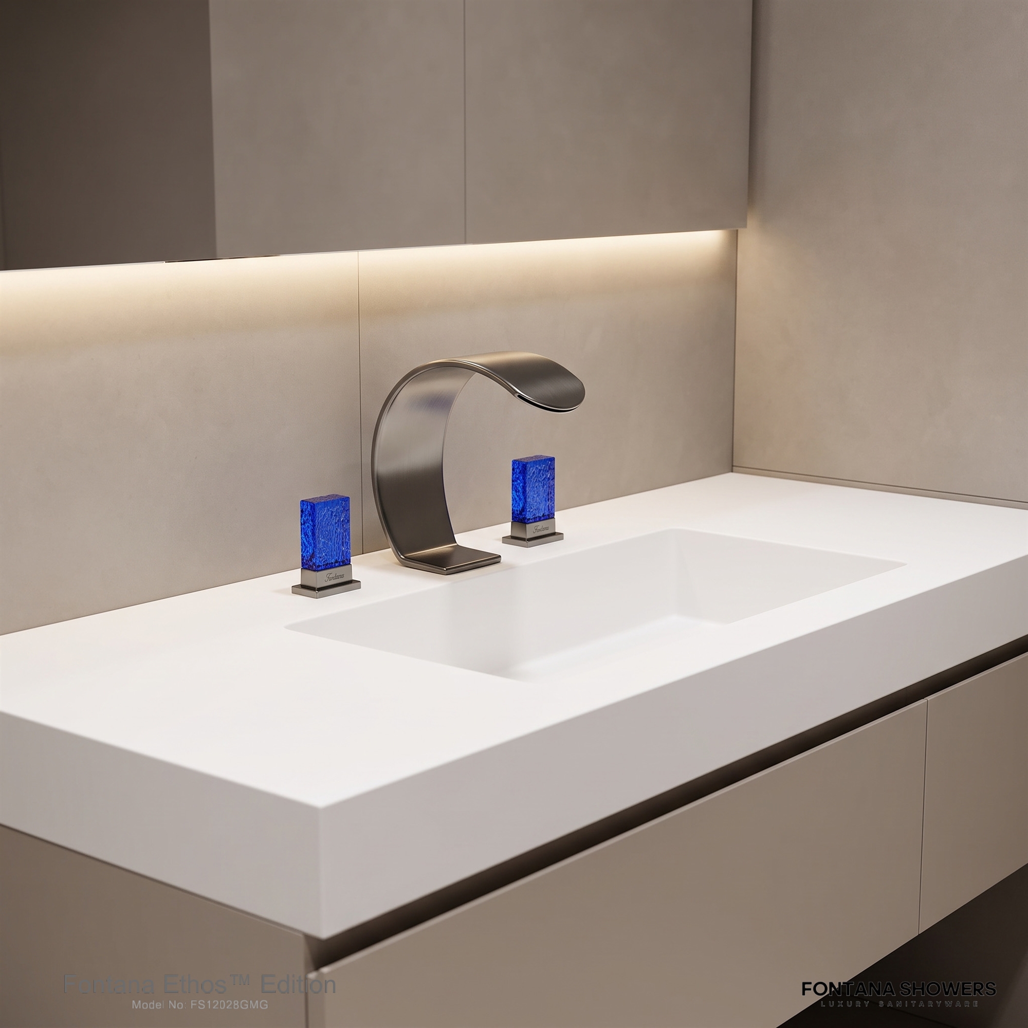 Fontana FS12028GMG Gun Metal Gray Luxury Bathroom Basin Faucet