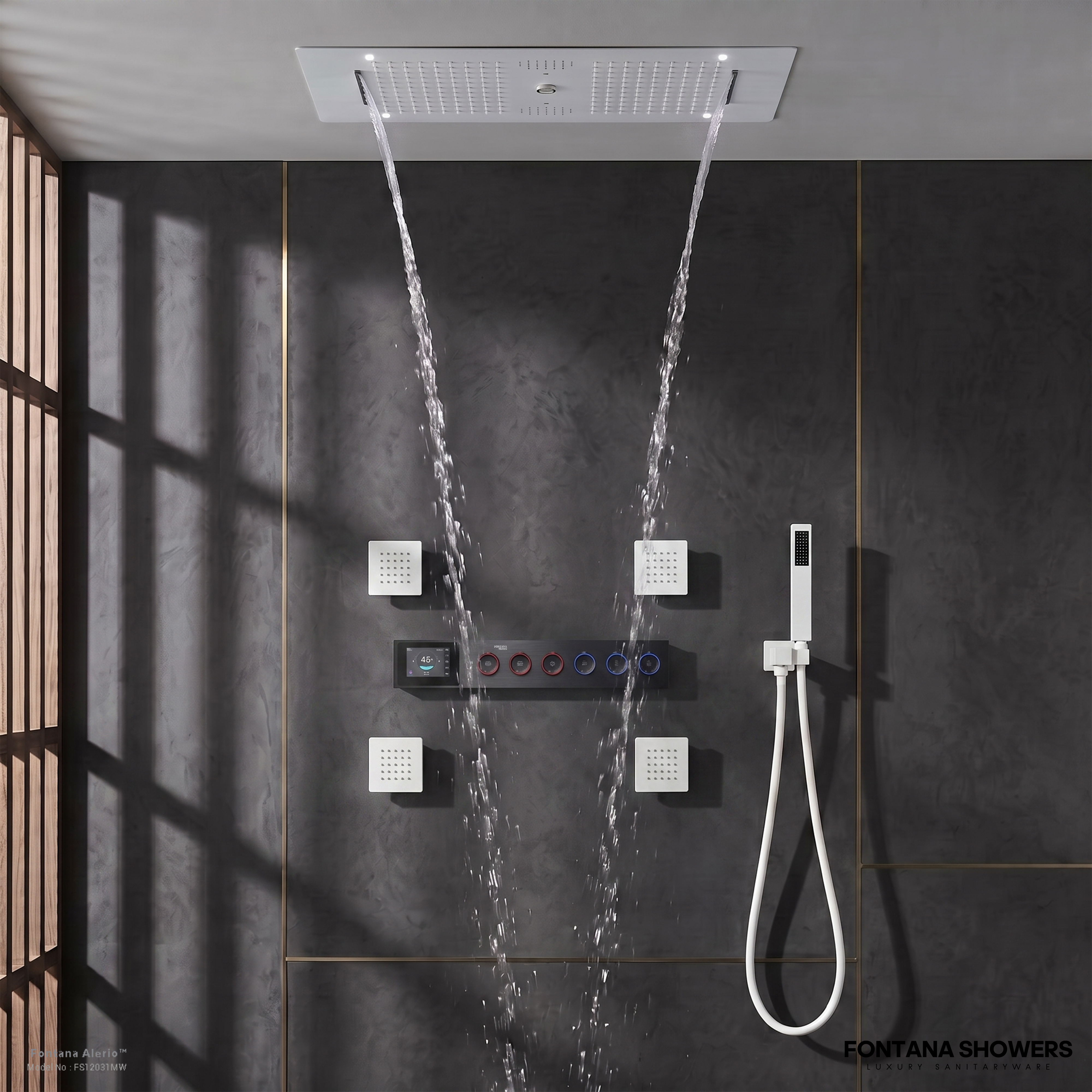 Fontana Alerio Matte White Premium LED Shower Set - FS12031MW