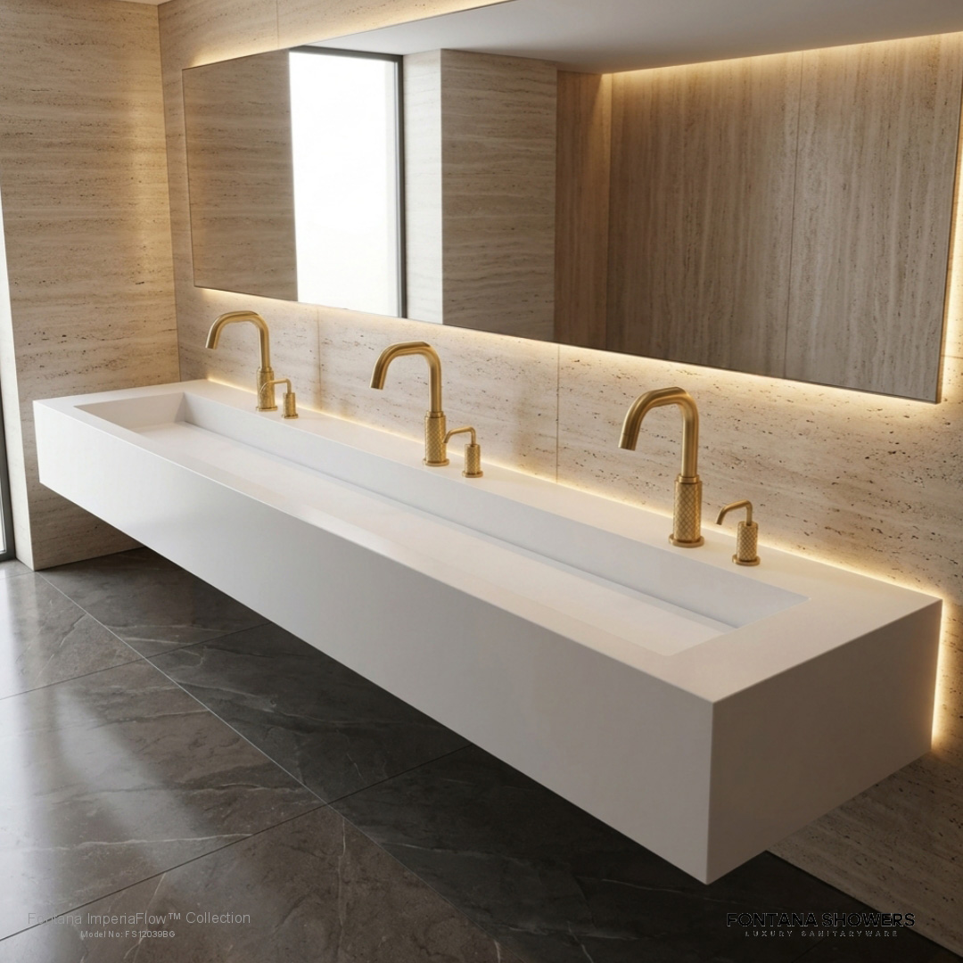 Fontana FS12039 Brushed Gold Touchless Faucet & Soap Dispenser Set