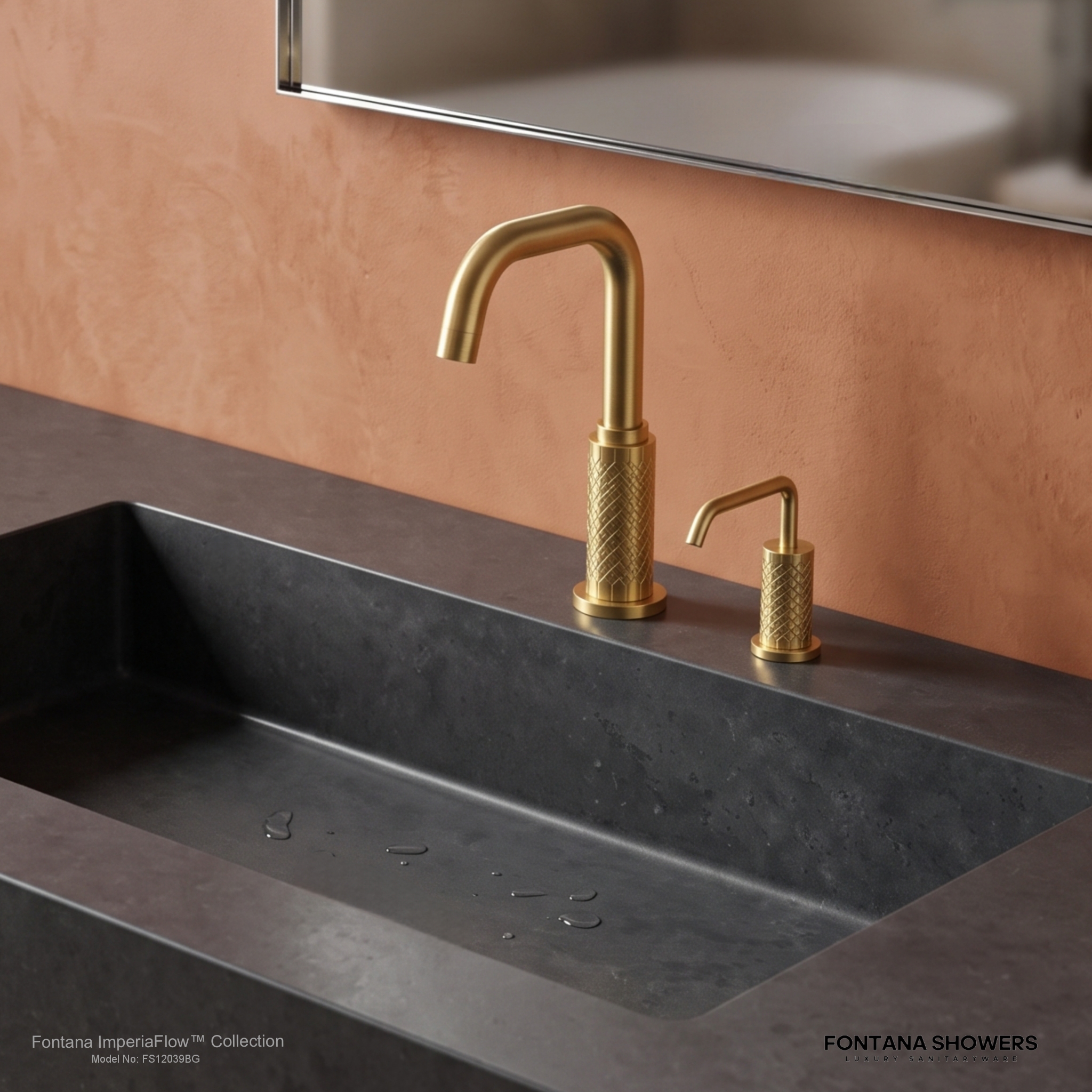 Fontana FS12039 Brushed Gold Touchless Faucet & Soap Dispenser Set