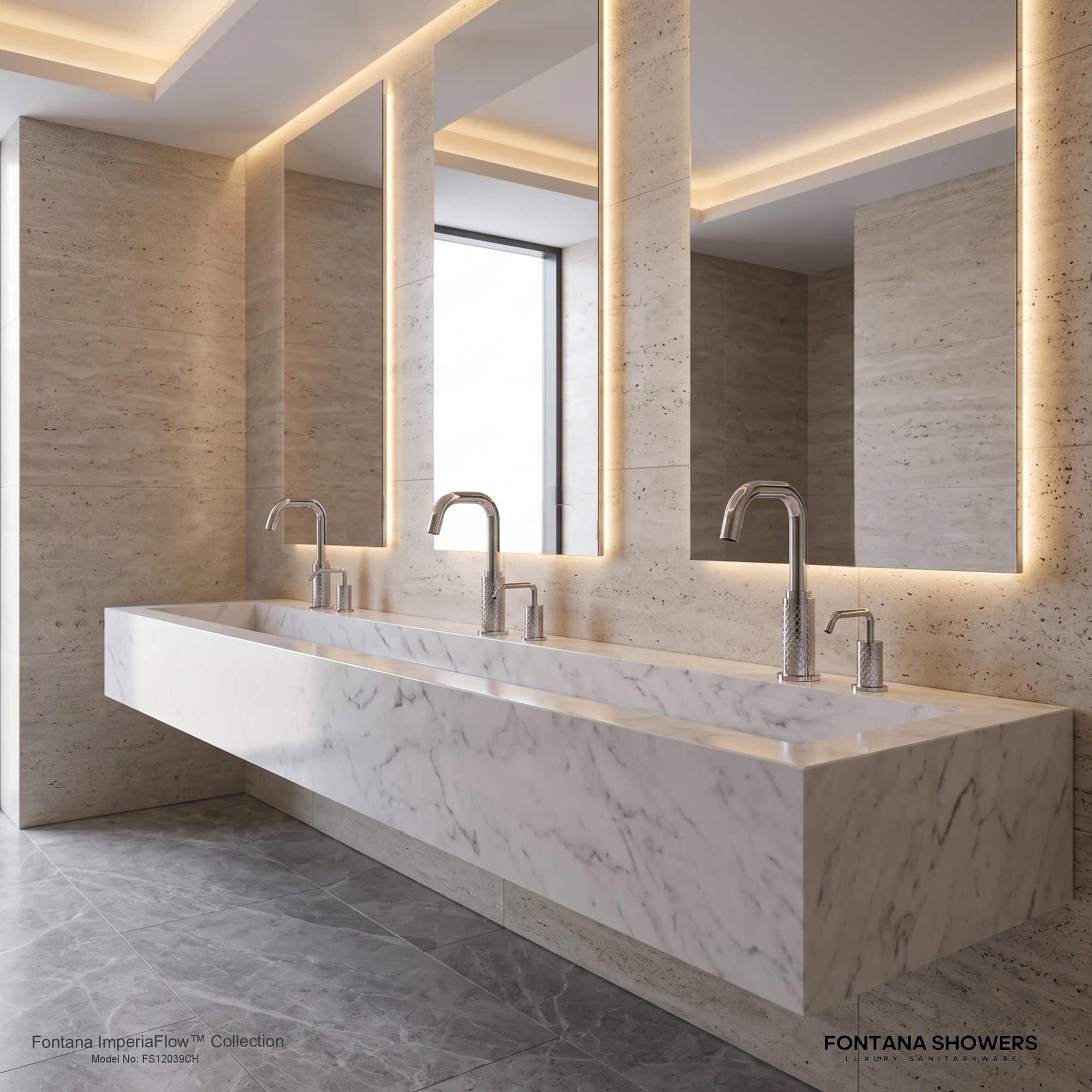 Fontana combination faucet and soap dispenser cabinet clearance and maintenance drawing showing minimum cabinet size, bottle replacement clearance, pump removal depth, controller access, service envelope and cable management