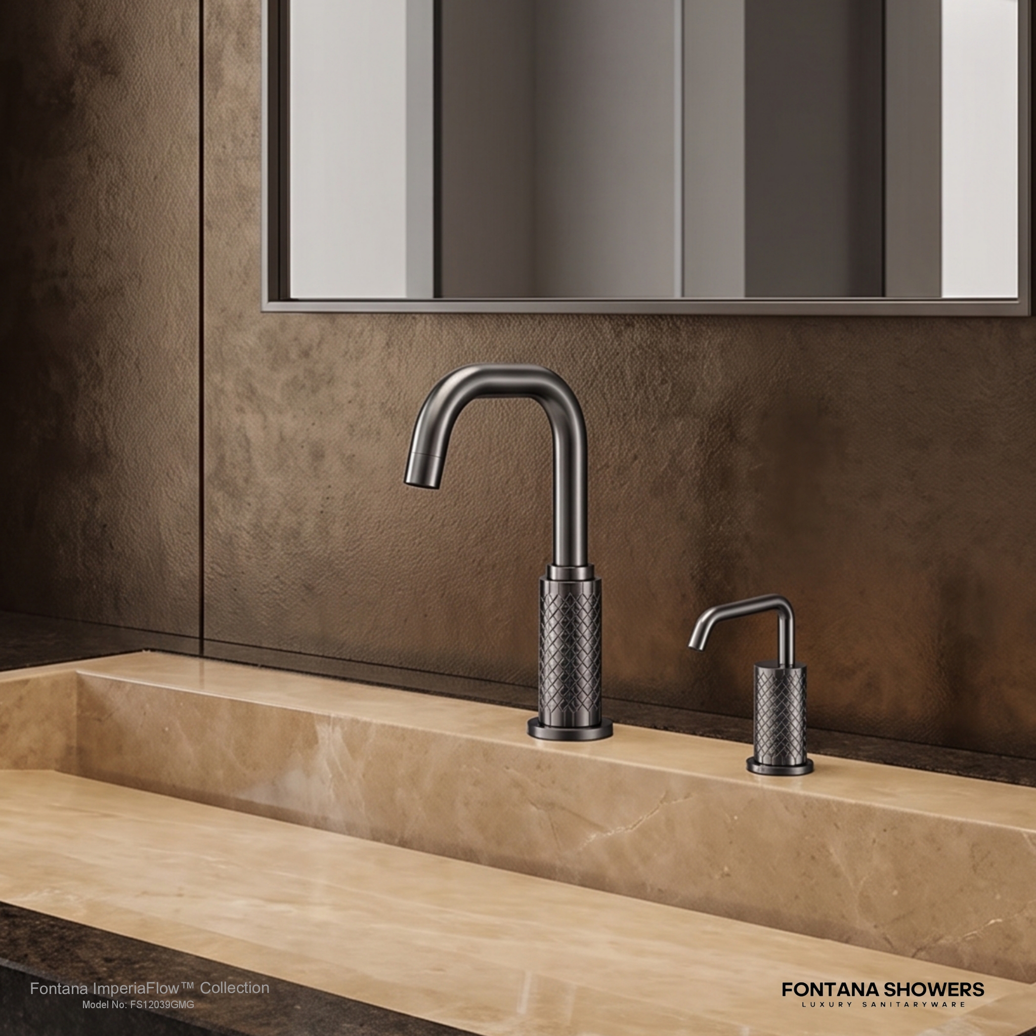 Fontana FS12039 Gun Metal Gray Touchless Faucet & Soap Dispenser Set
