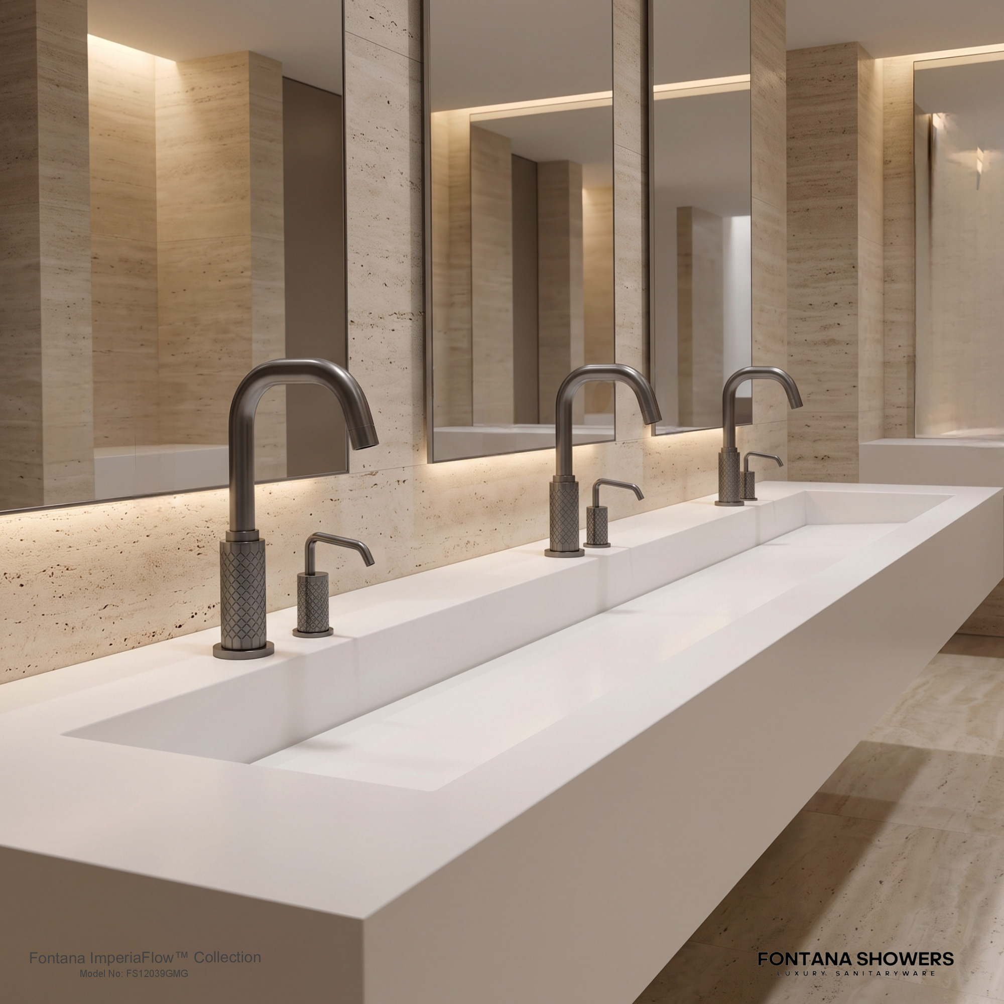 Fontana FS12039 Gun Metal Gray Touchless Faucet & Soap Dispenser Set