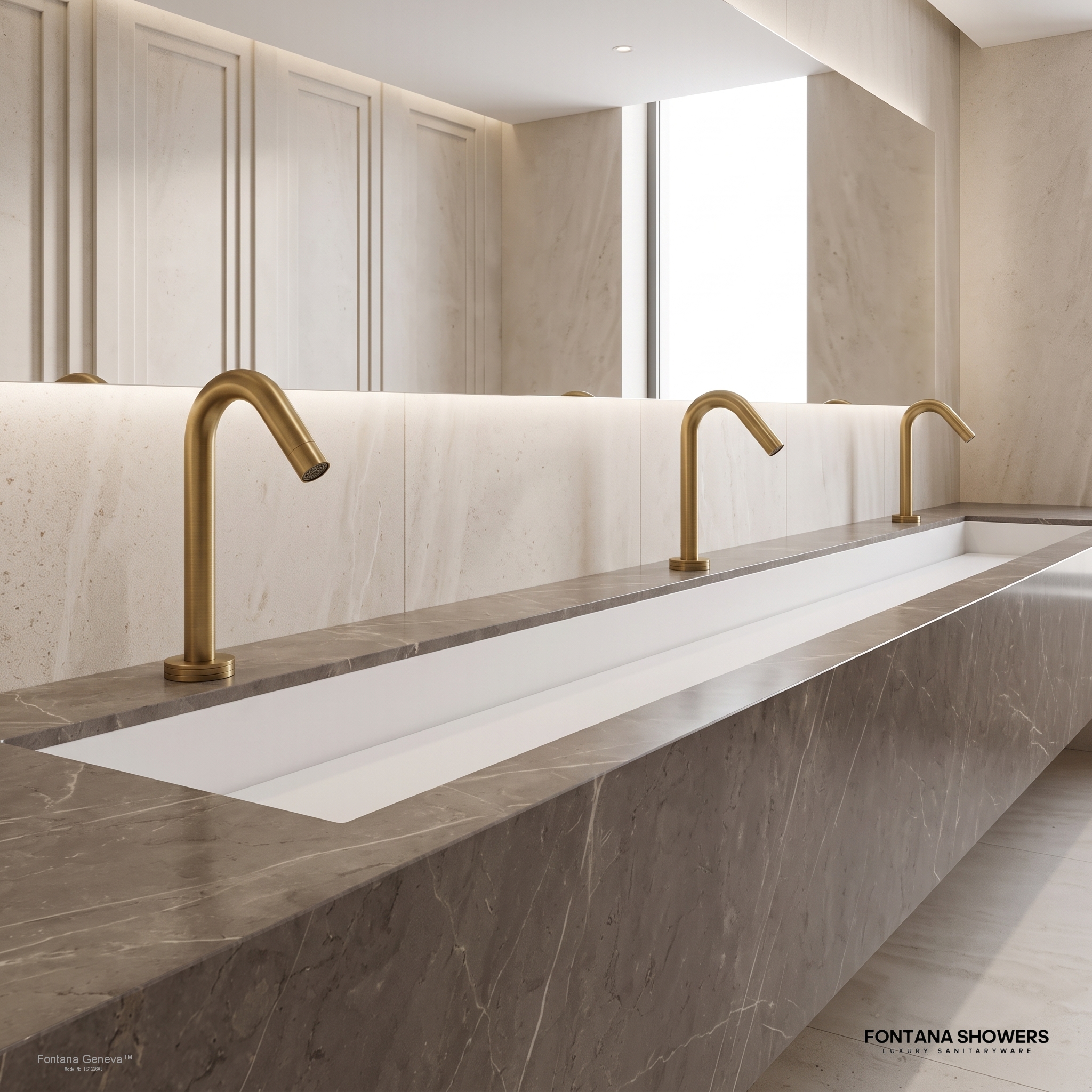 Fontana Geneva Antique Brass Deck Mounted Smart Touch Activated Sensor Faucet - FS1226AB