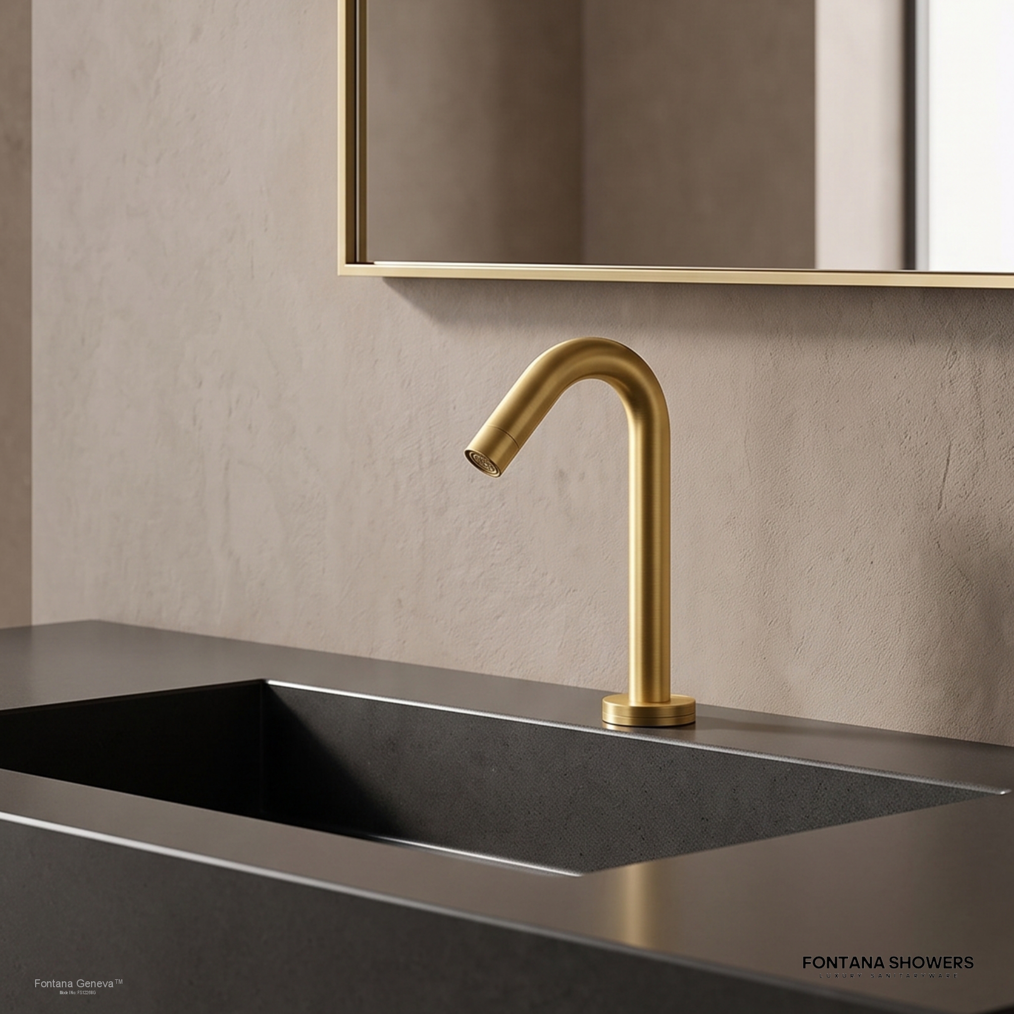 Fontana Geneva Brushed Gold Deck Mounted Smart Touch Activated Sensor Faucet - FS1226BG