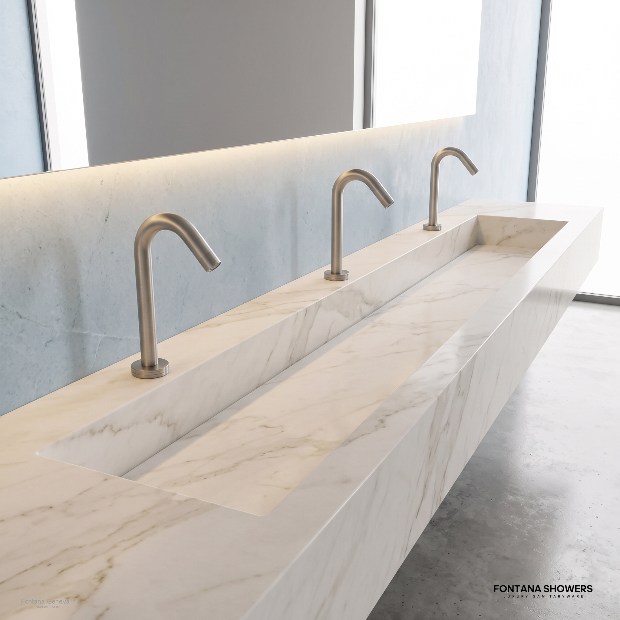 Fontana Geneva Brushed Nickel Deck Mounted Smart Touch Activated Sensor Faucet - FS1226BN