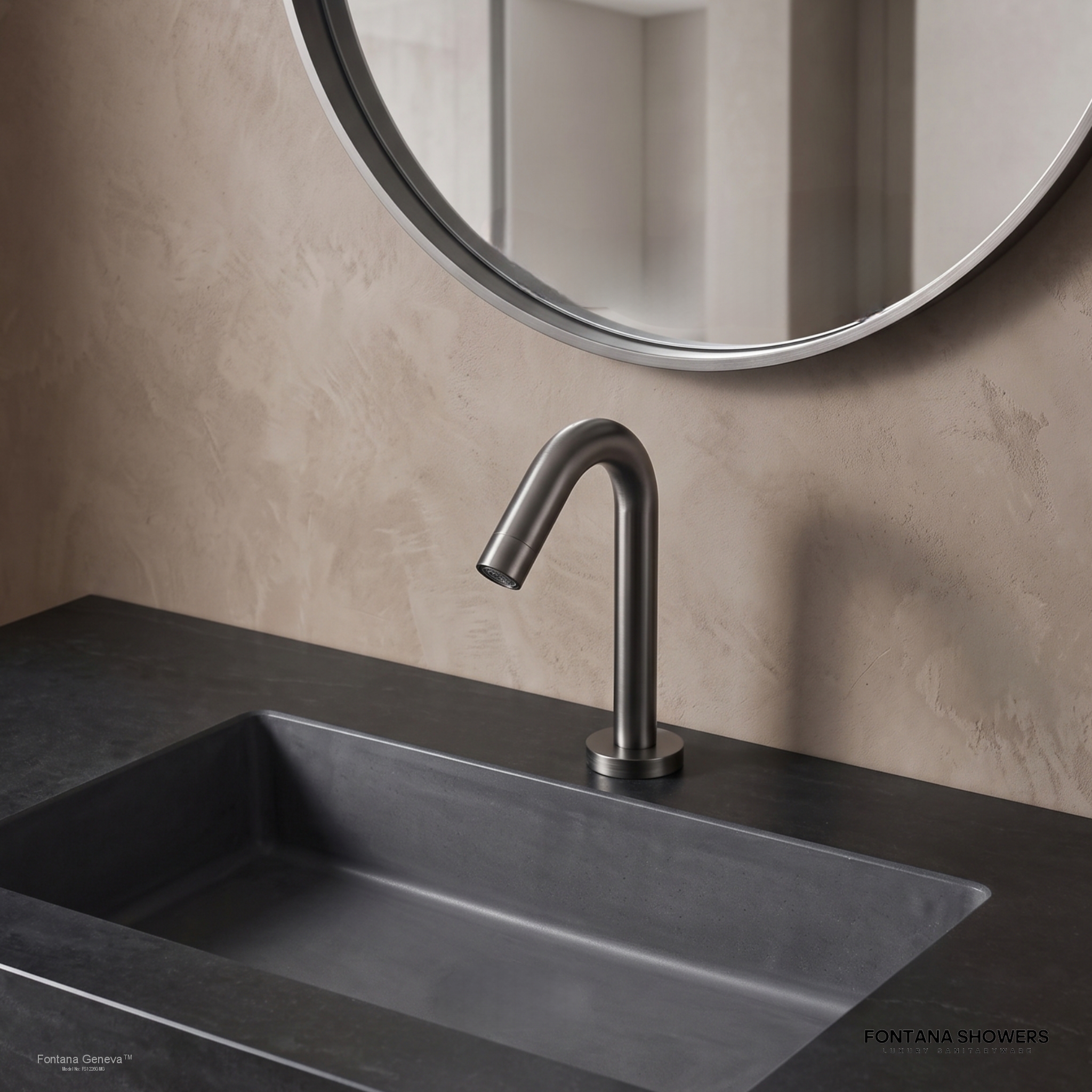 Fontana Geneva Gun Metal Gray Deck Mounted Smart Touch Activated Sensor Faucet - FS1226GMG