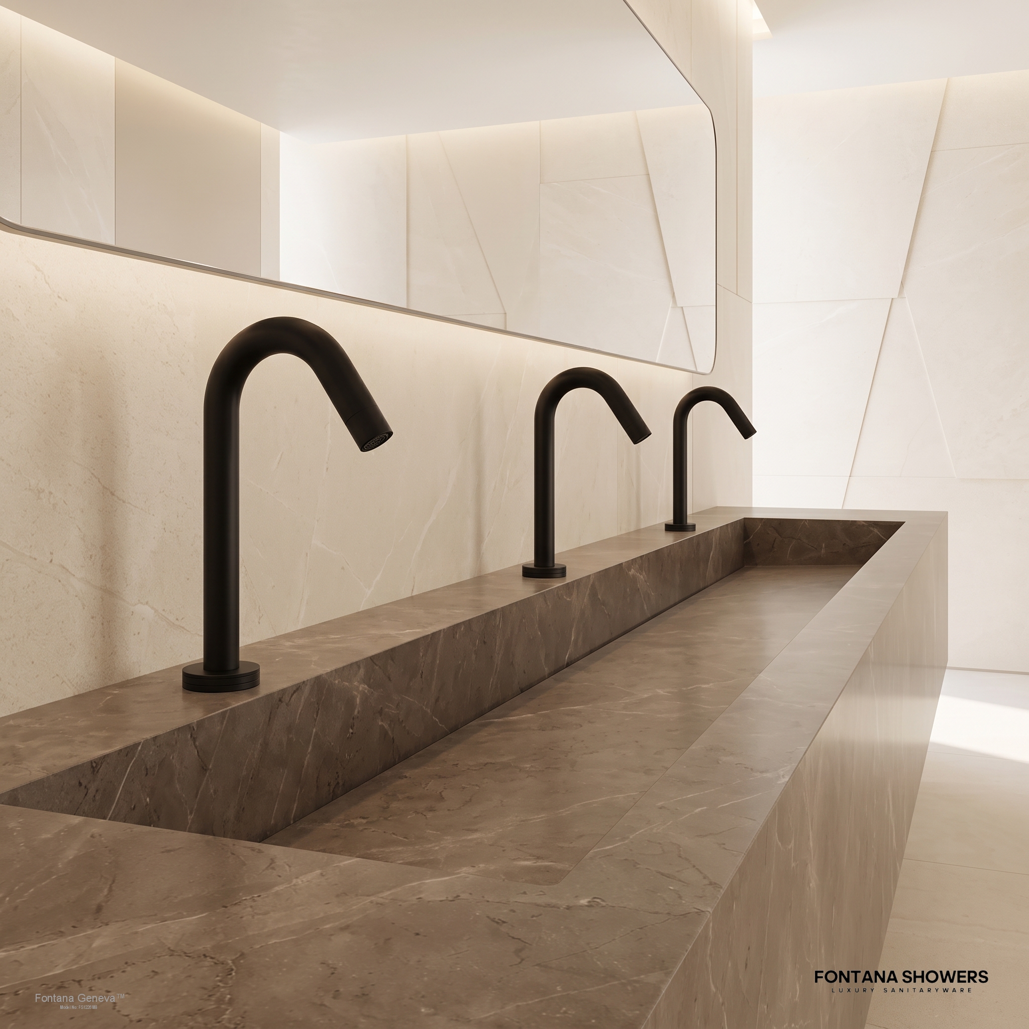 Fontana Geneva Matte Black Deck Mounted Smart Touch Activated Sensor Faucet - FS1226MB