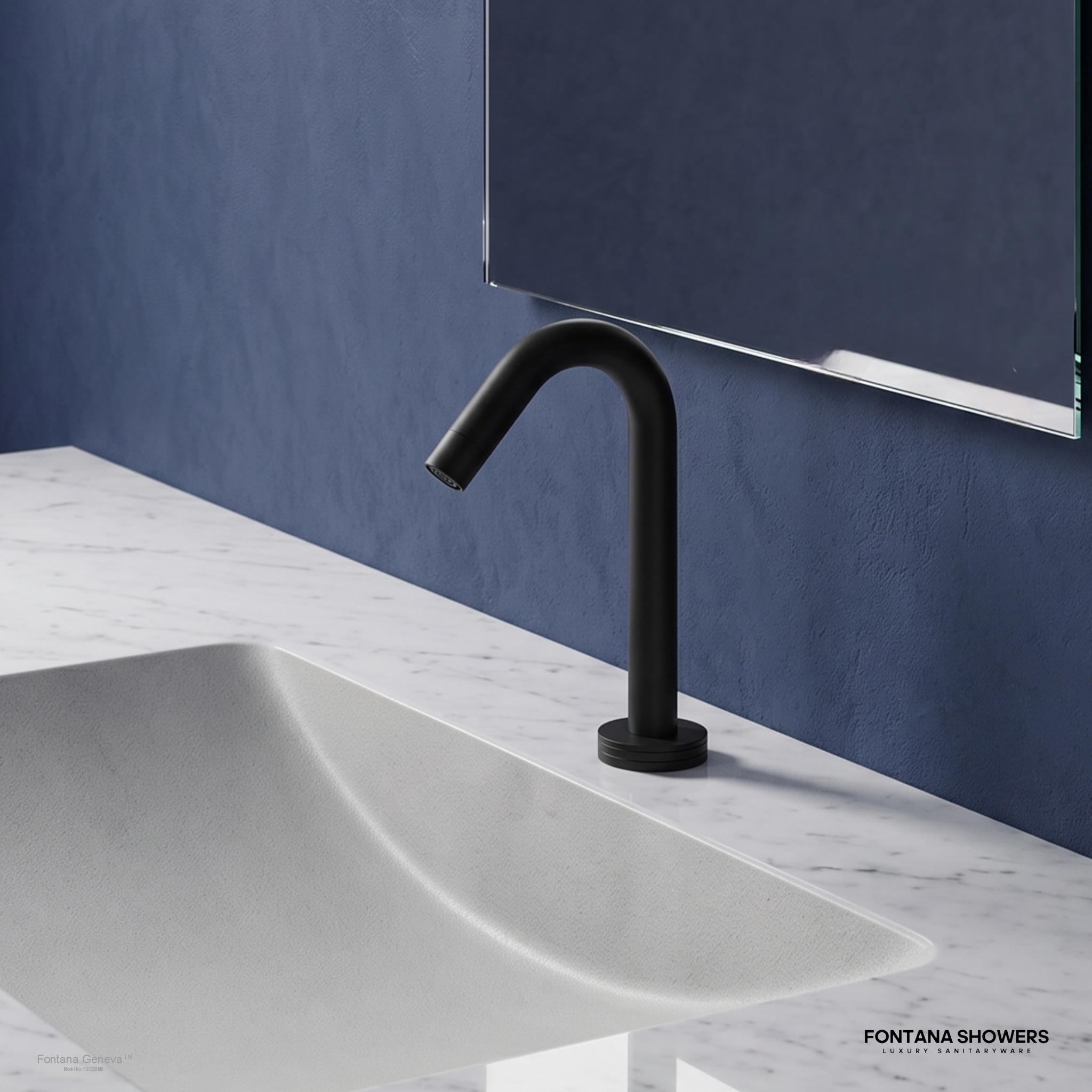 Fontana Geneva Matte Black Deck Mounted Smart Touch Activated Sensor Faucet - FS1226MB